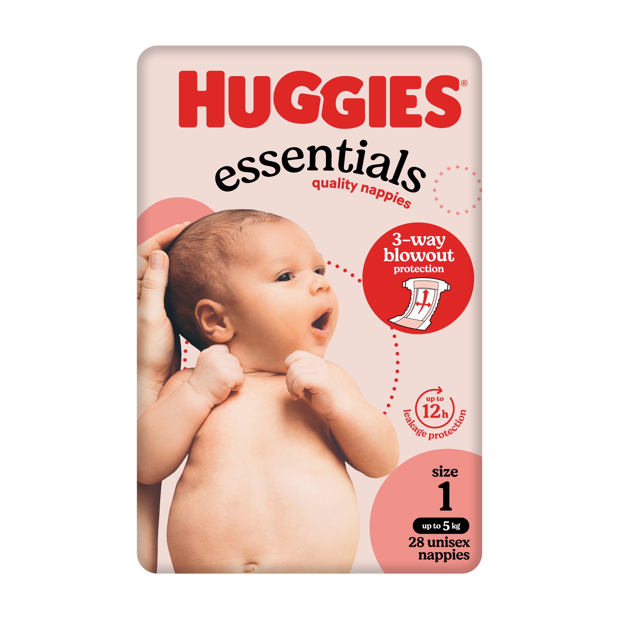 Huggies Nappies Essentials New Born 28 pack - Image 1