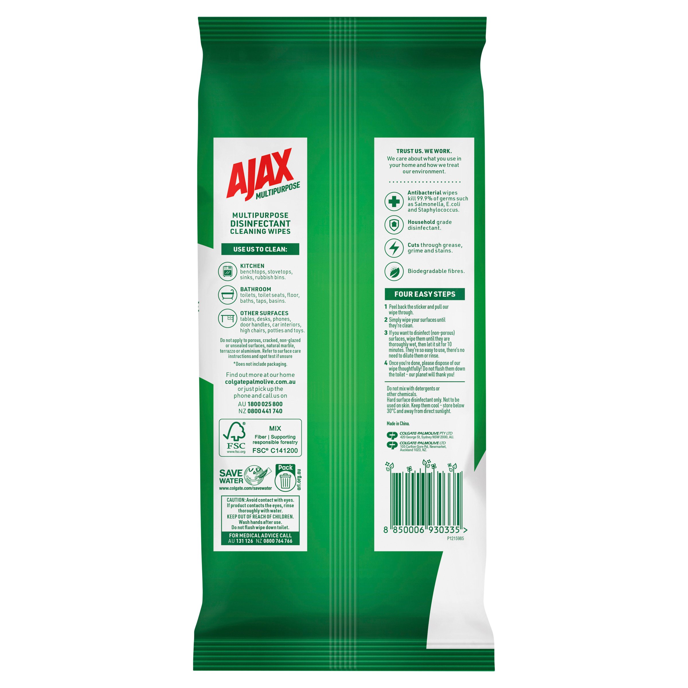 Ajax Antibac Lemon Wipes Misc 110pack - Image 2