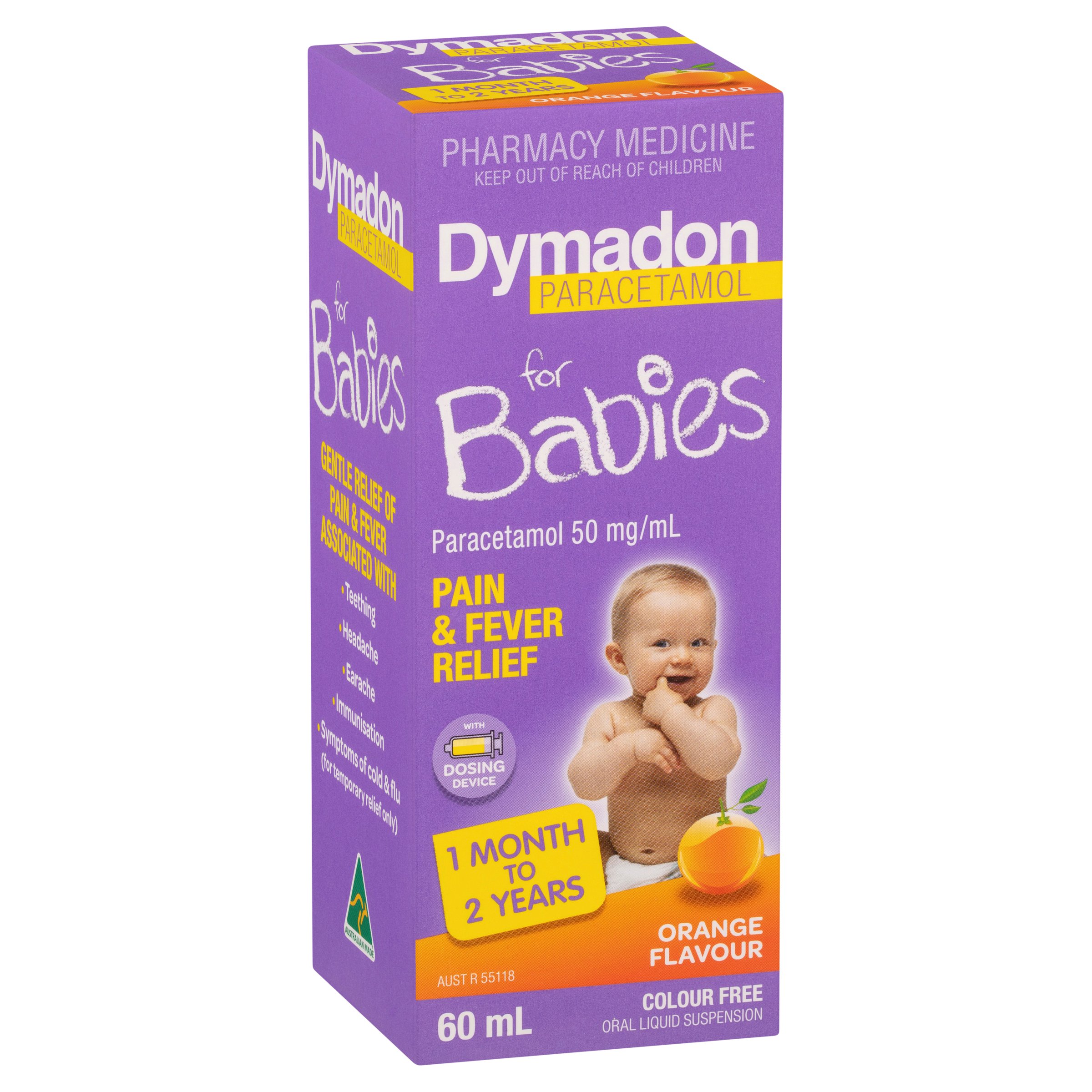 Dymadon Paracetamol for Kids 1 Month - 2 Years Orange 60ml - Image 11