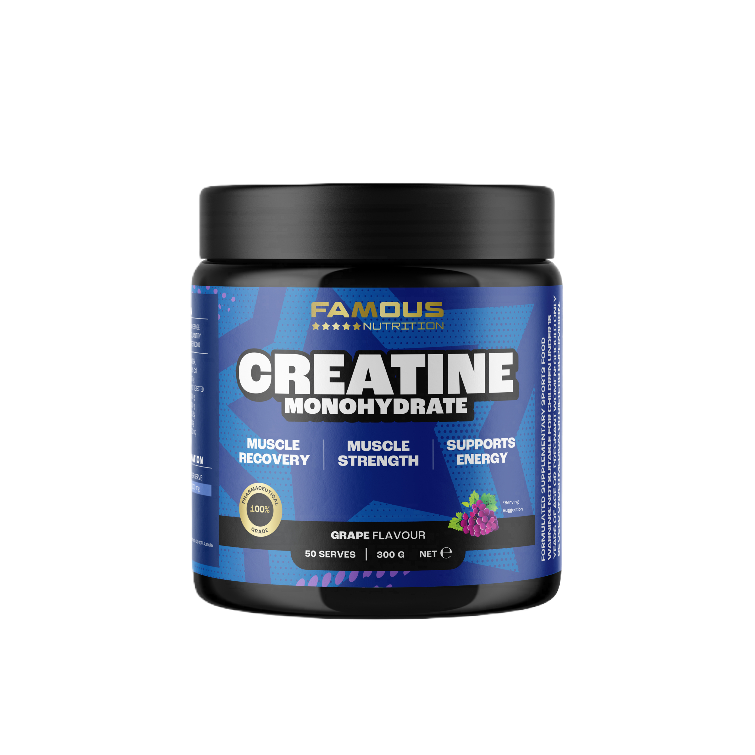 Famous Nutrition Creatine Monohydrate Grape Flavour 300g - Image 1