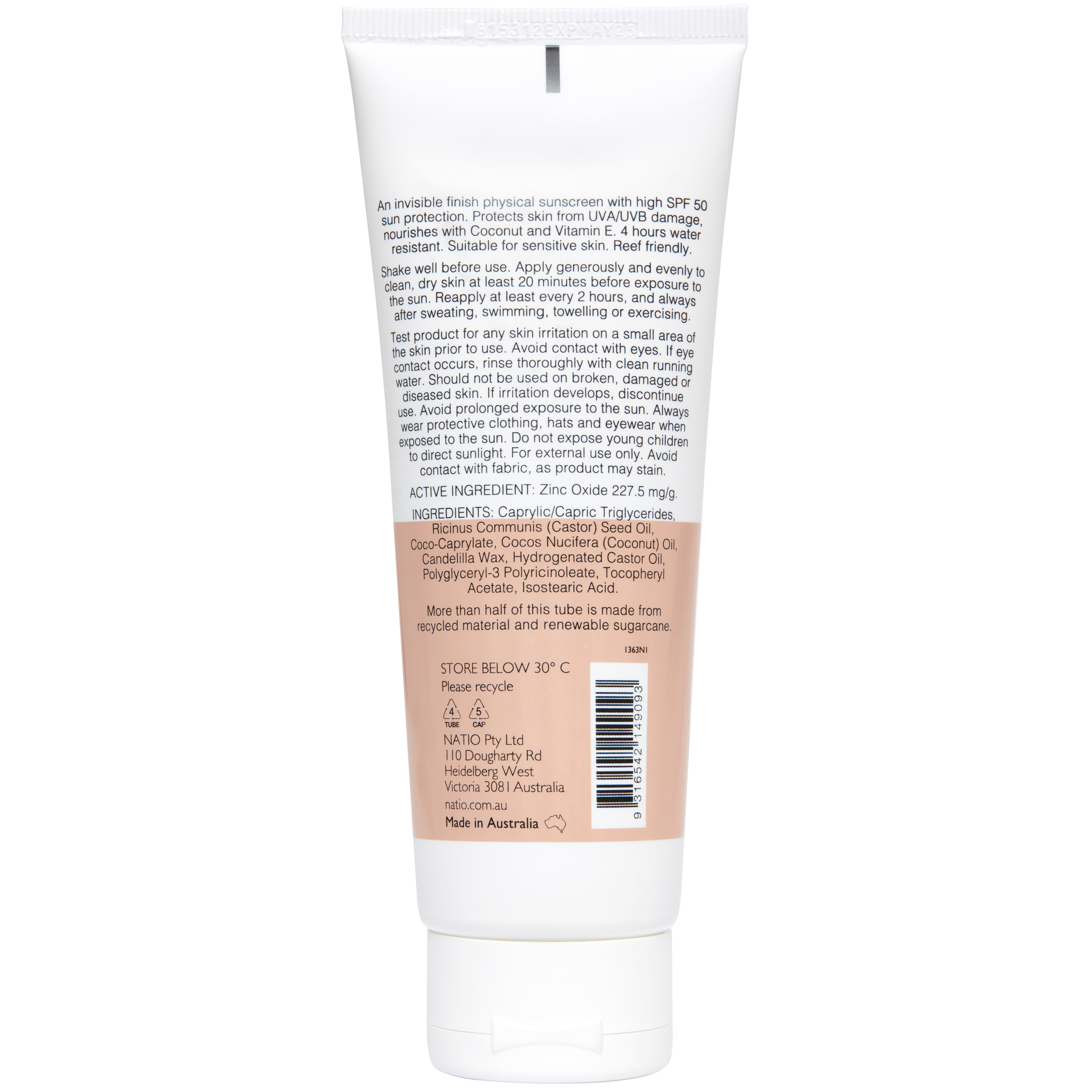 Natio Clear Zinc Mineral Sunscreen SPF 50 - 100g - Image 2