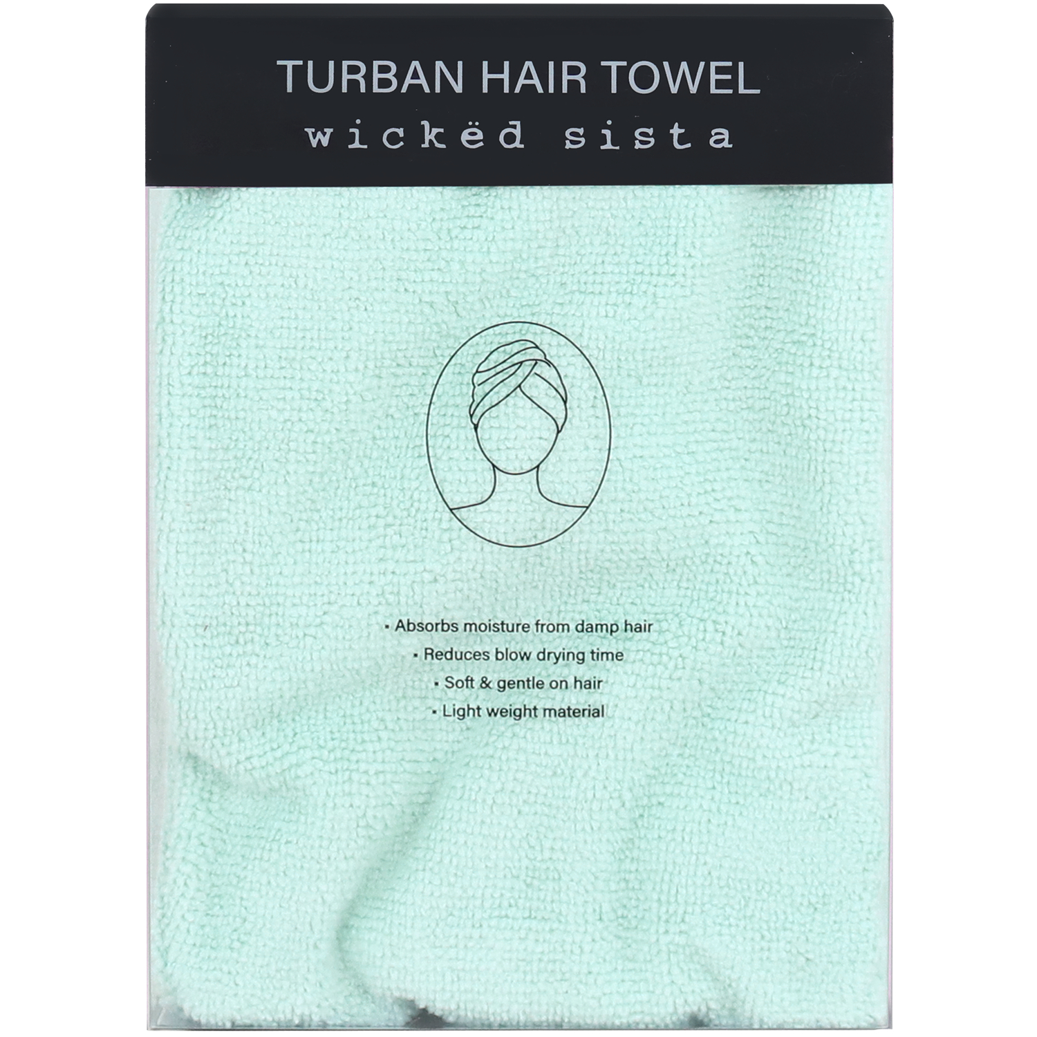 Wicked Sista Turban Hair Towel Sage 1 each - Image 1