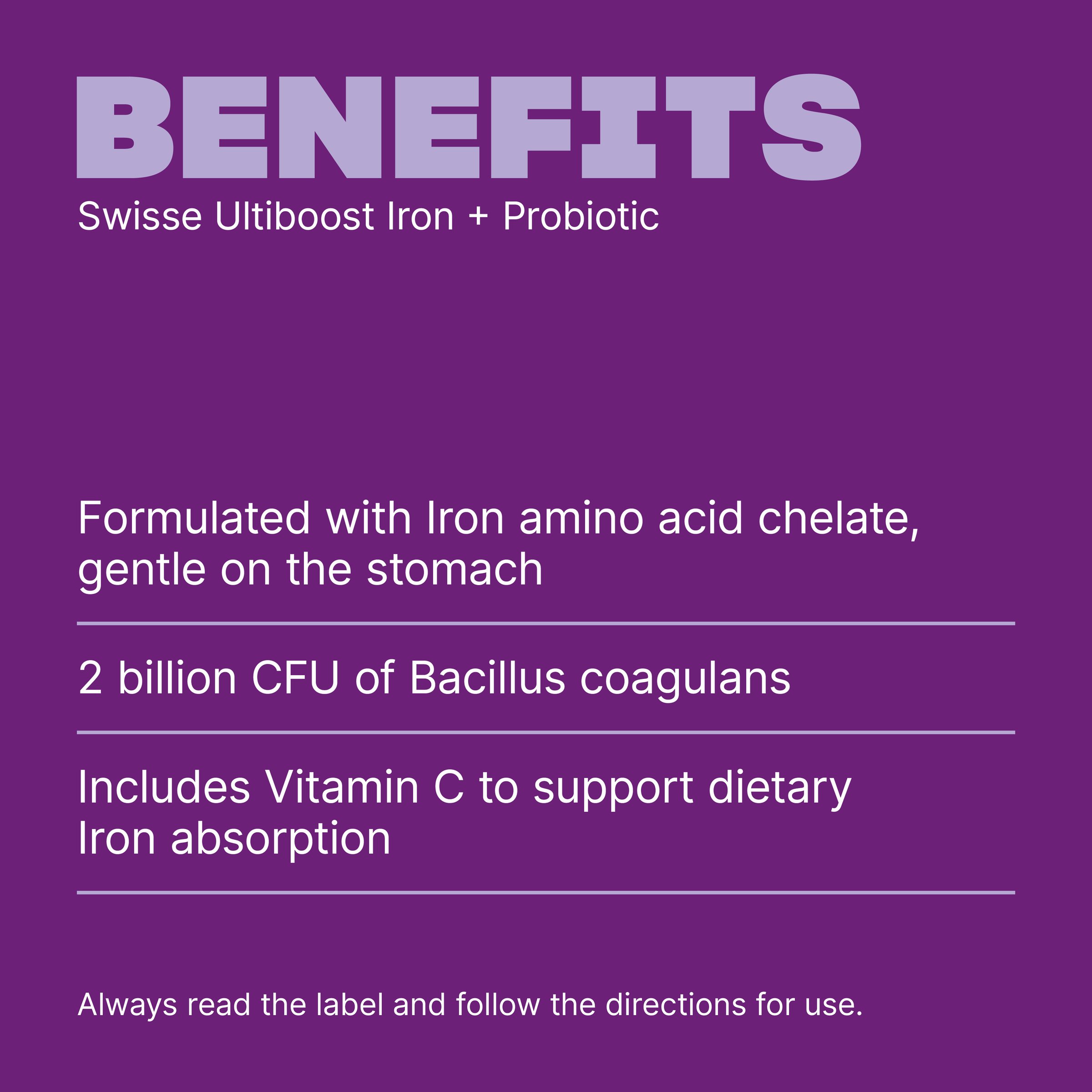 Swisse Ultiboost Iron + Probiotic 30 tablets - Image 4