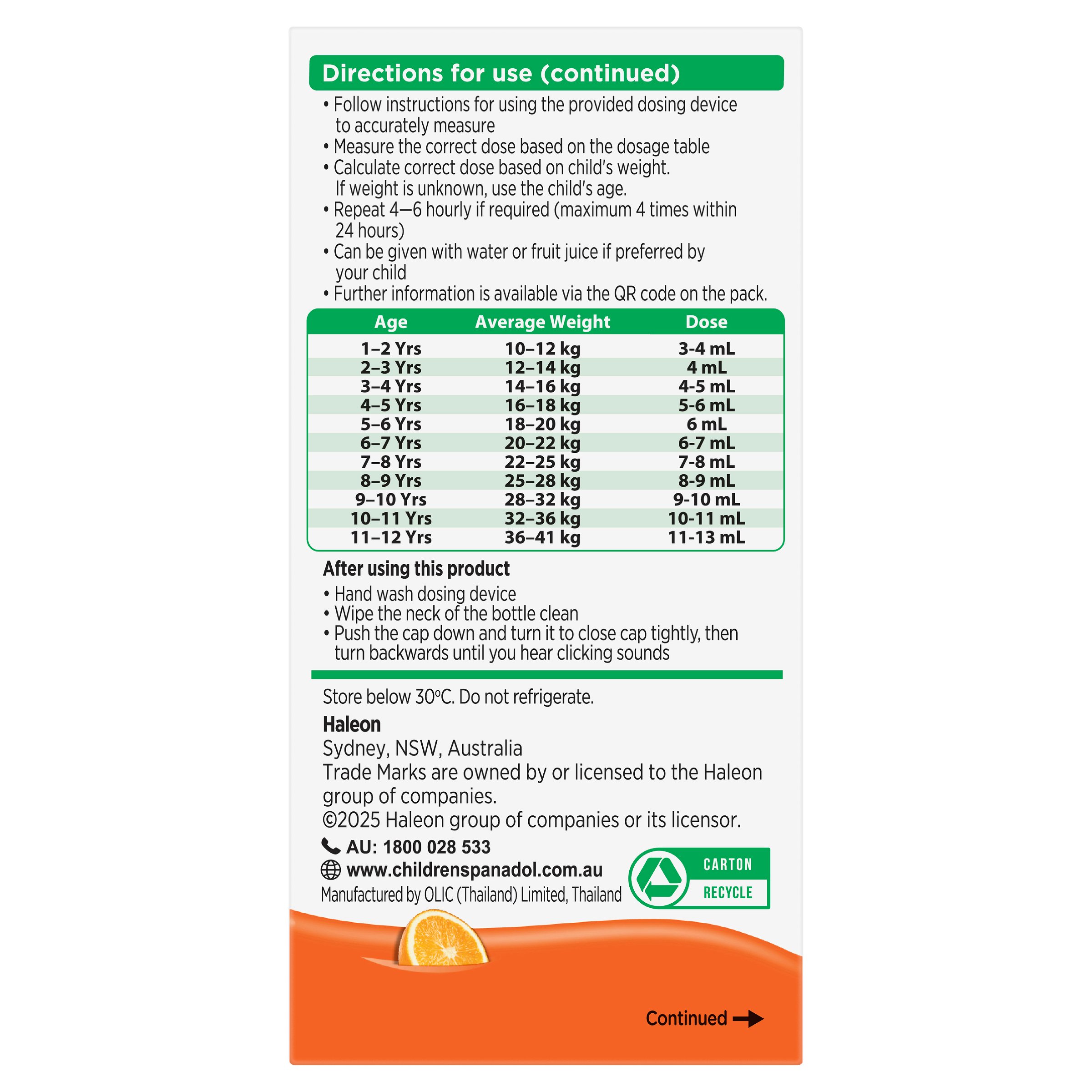 Panadol Children 5-12 Years Colourfree Suspension Orange Flavour 200ml - Image 2