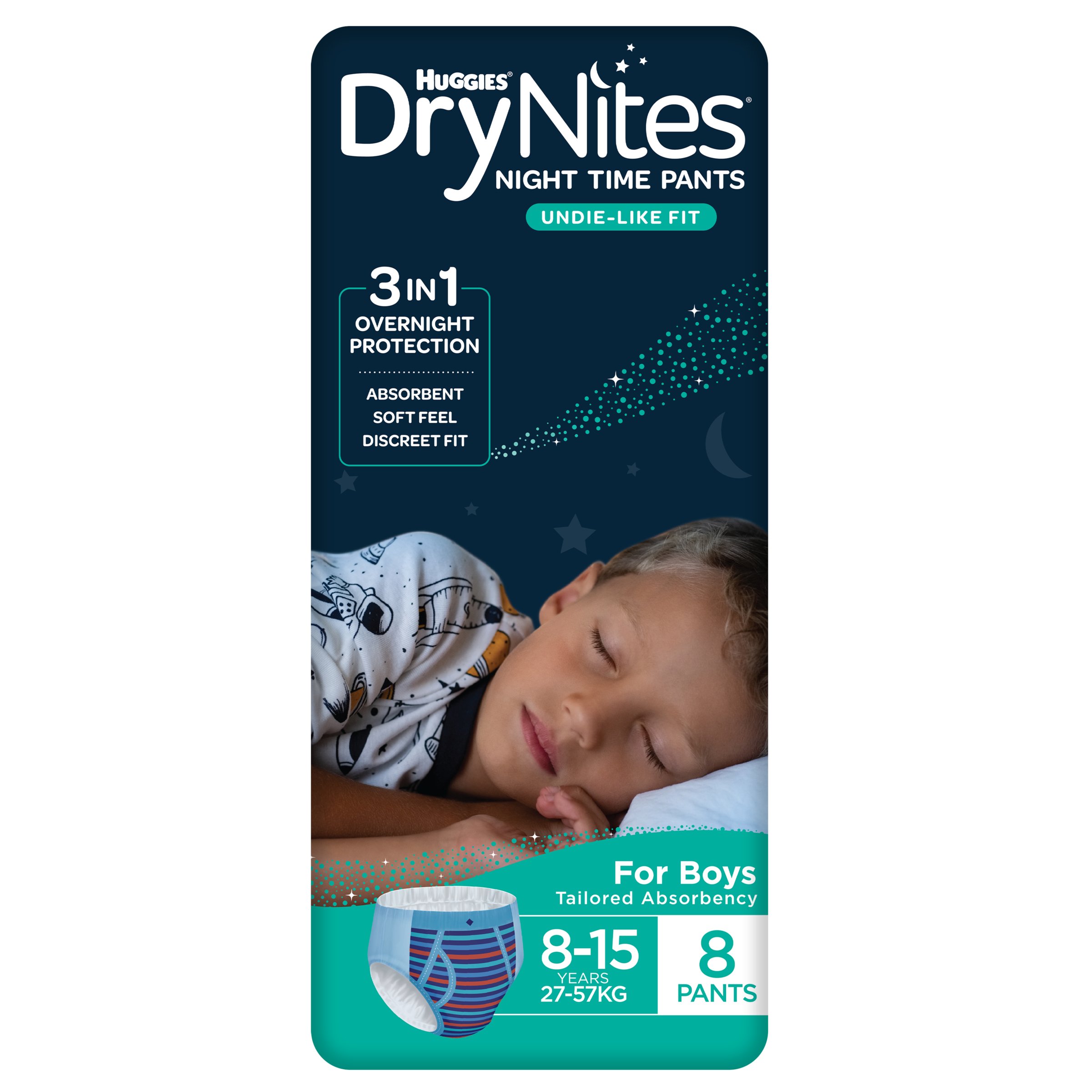 Huggies DryNites Size 5 Boy 8-15 Years 8 pack - Image 1