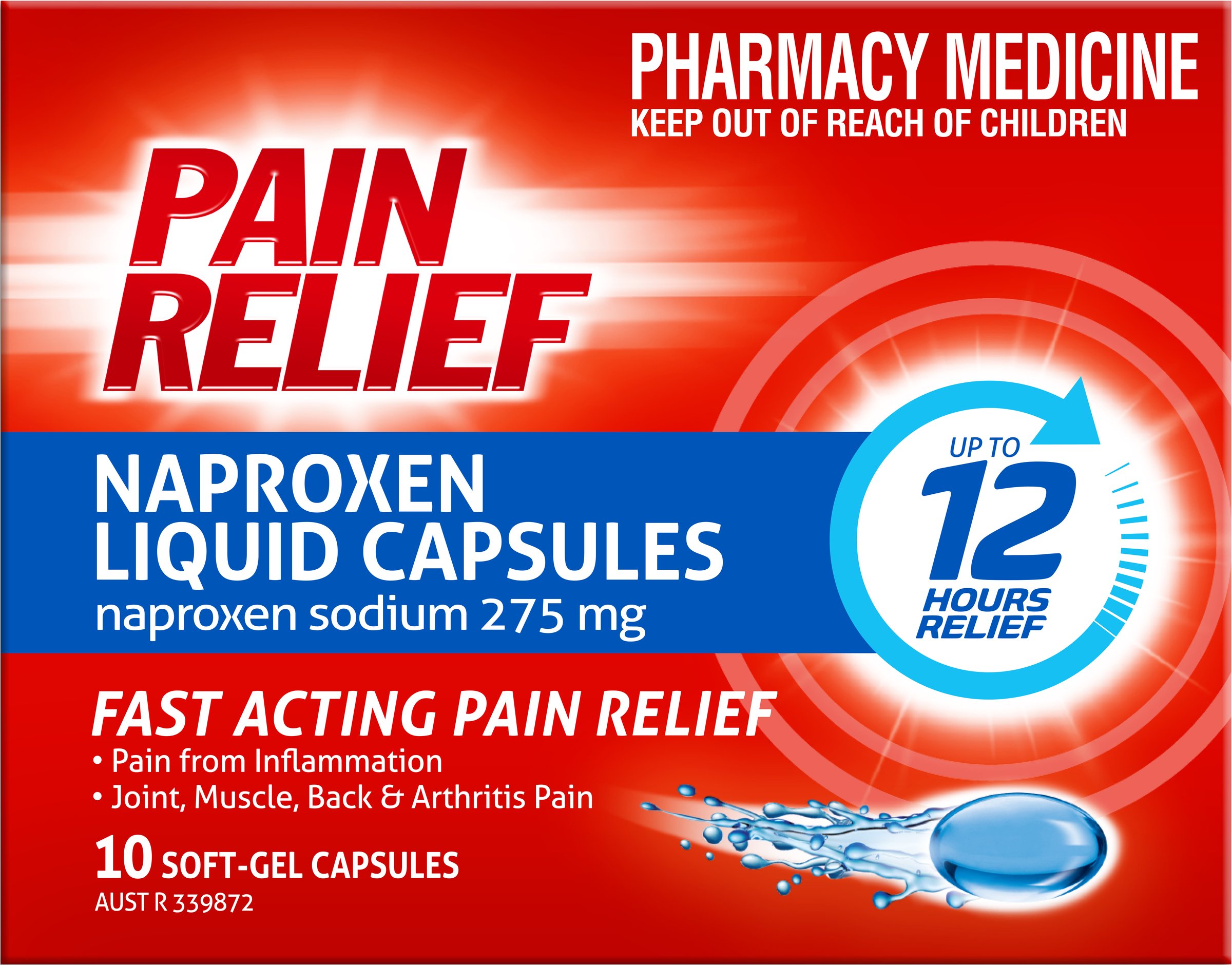 Pain Relief Naproxen 10 liquid capsules