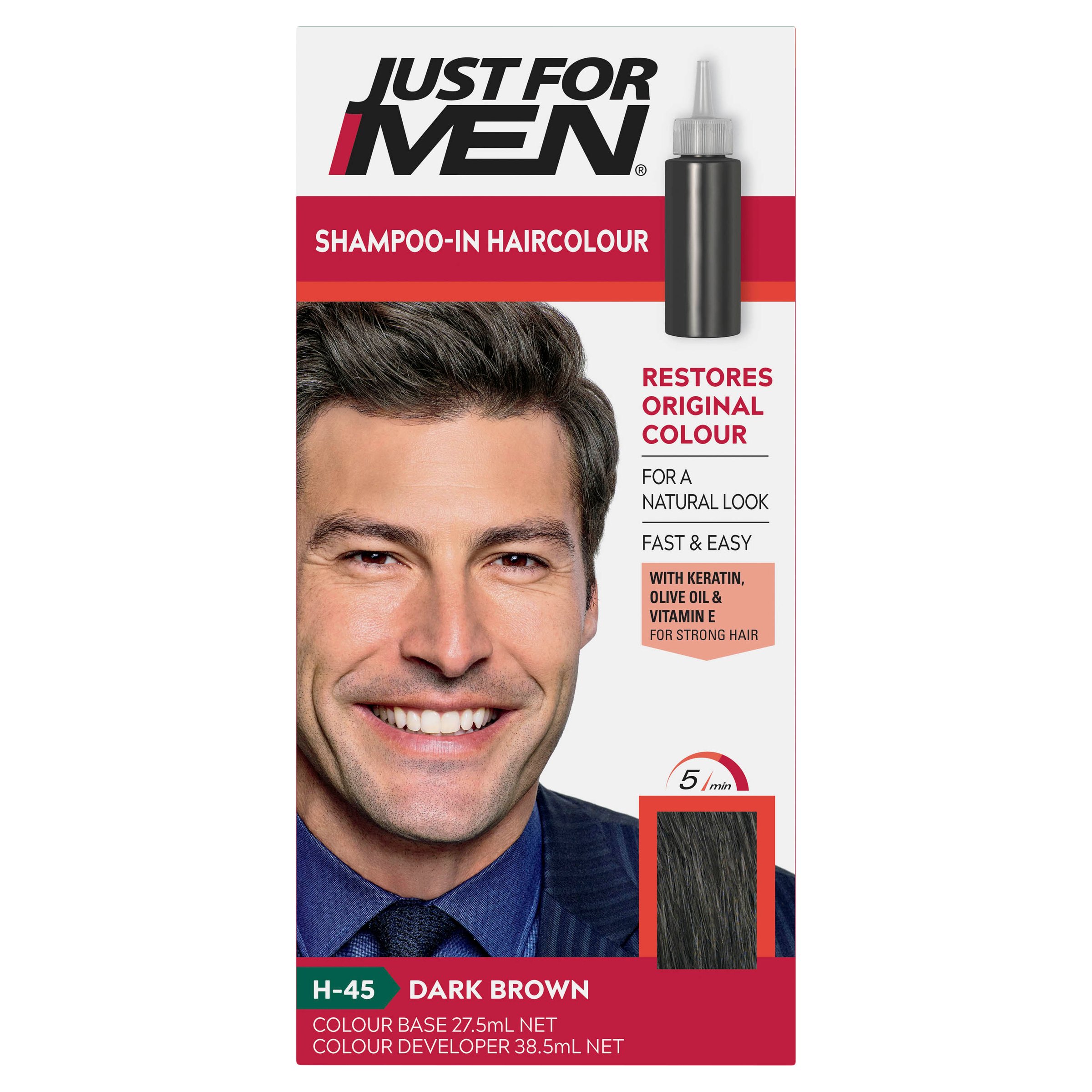 Just For Men Shampoo-In Haircolour Dark Brown-Black 1 pack - Image 1