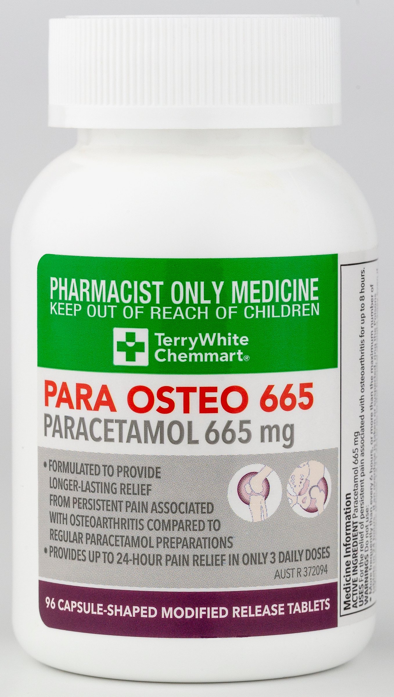 TerryWhite Chemmart Para Osteo 665 Bottle - 96 tablets