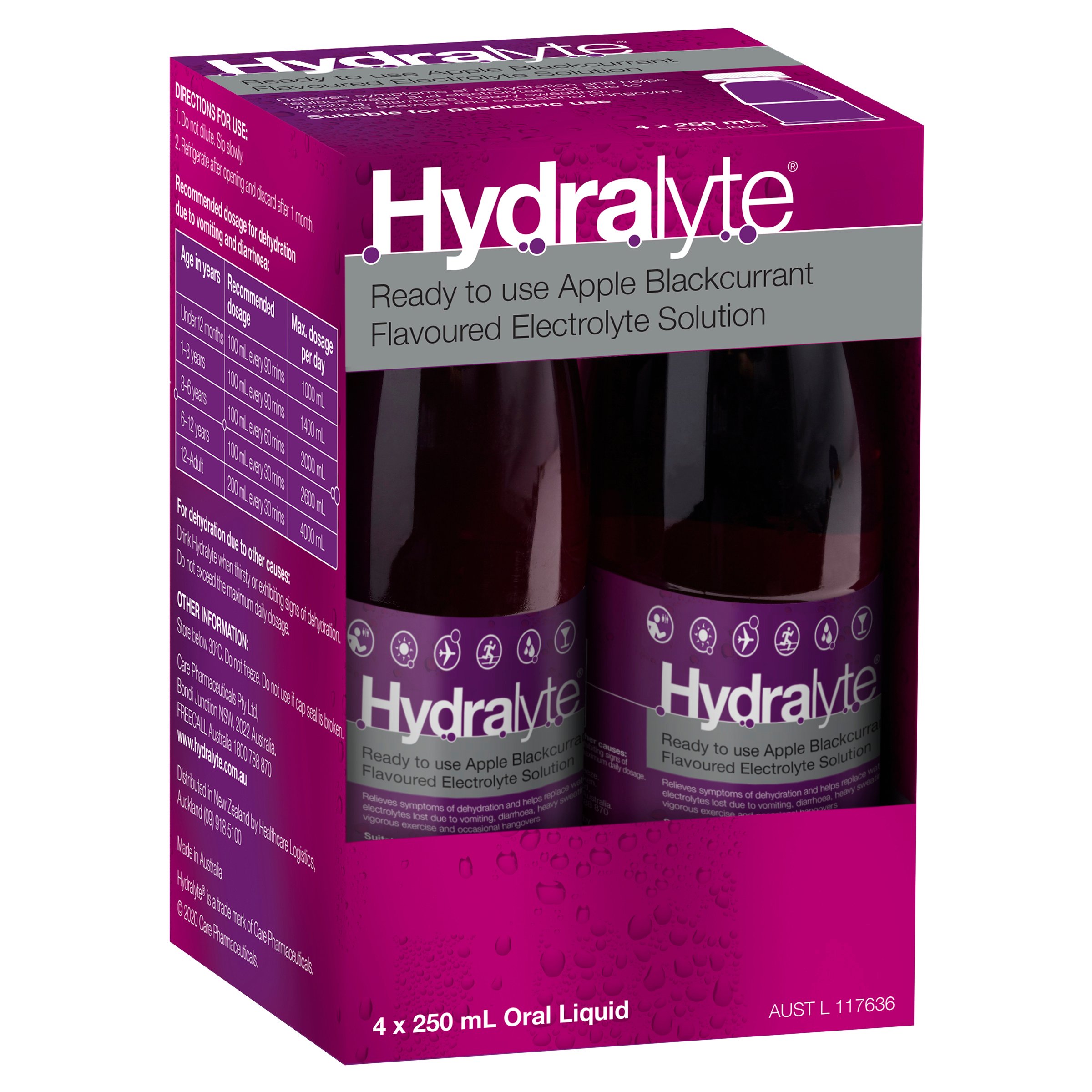 Hydralyte Ready to Use Liquid Apple/Blackcurrant Flavoured 250ml - 4 pack - Image 8