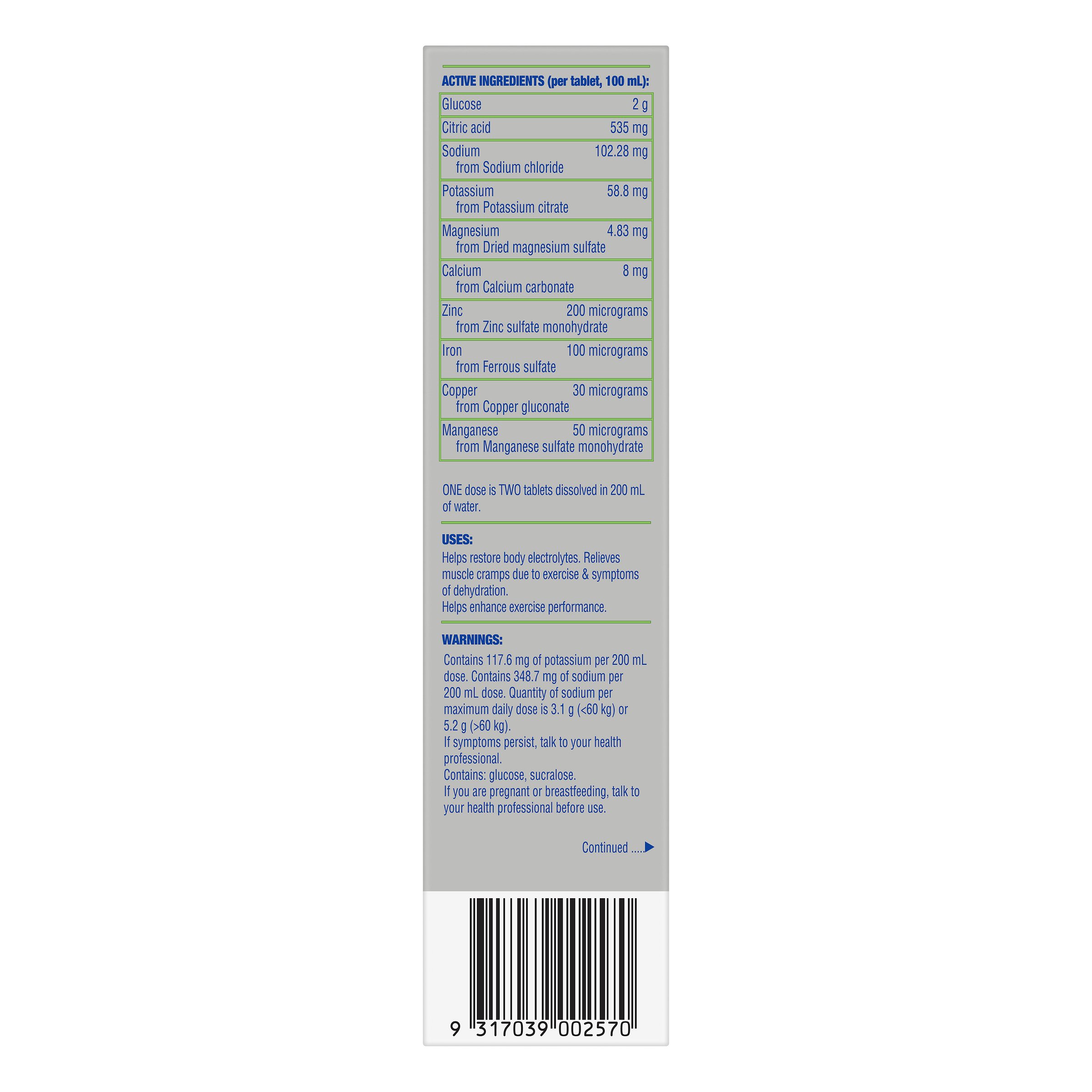 Hydralyte Plus Sports Effervescent Lemon Lime 20 tablets - Image 2