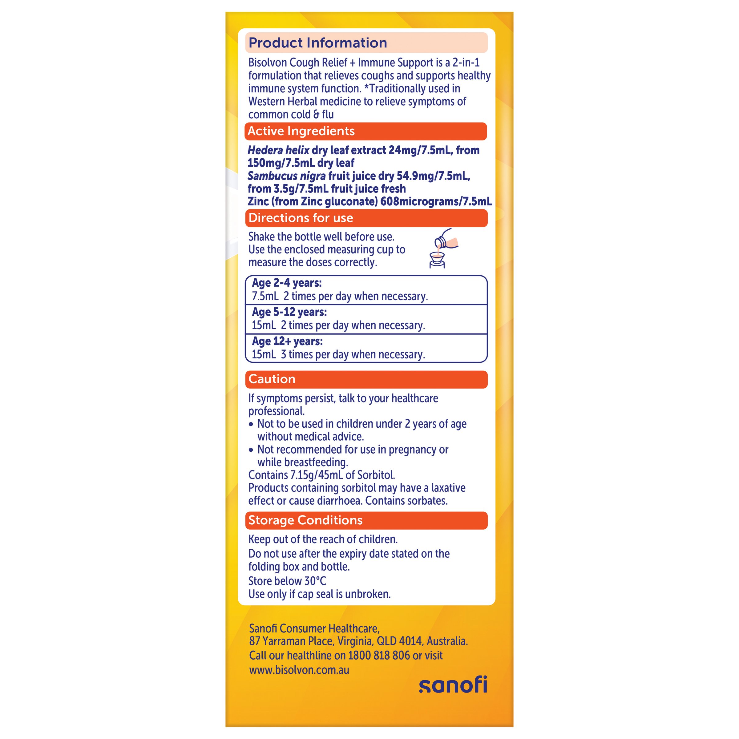 Bisolvon Cough Relief + Immune Support 200ml - Image 2