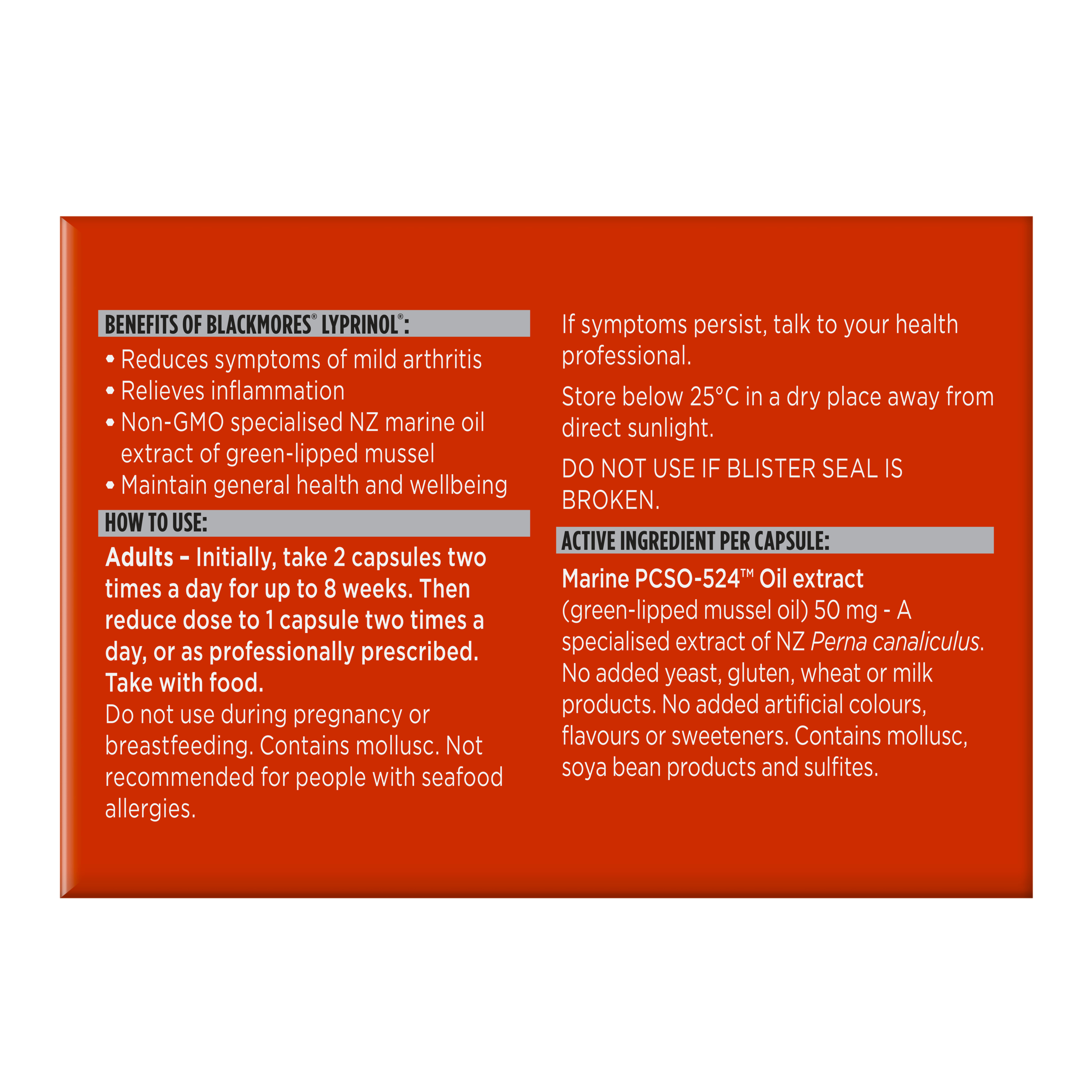 Blackmores Lyprinol 100 capsules - Image 2