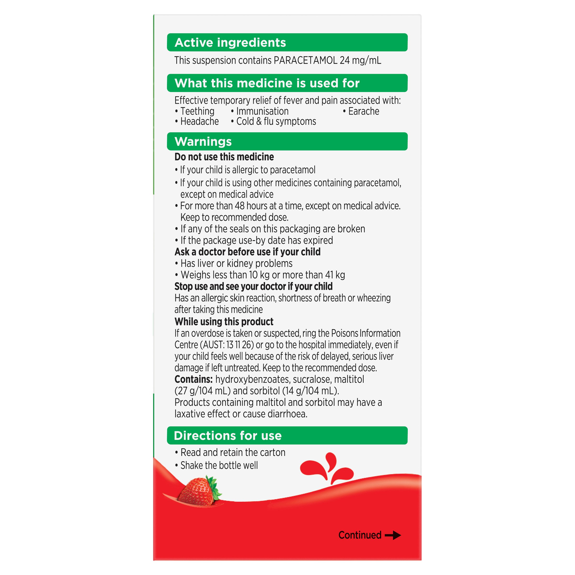 Panadol Children 1-5 Years Colourfree Suspension Strawberry Flavour 100ml - Image 4