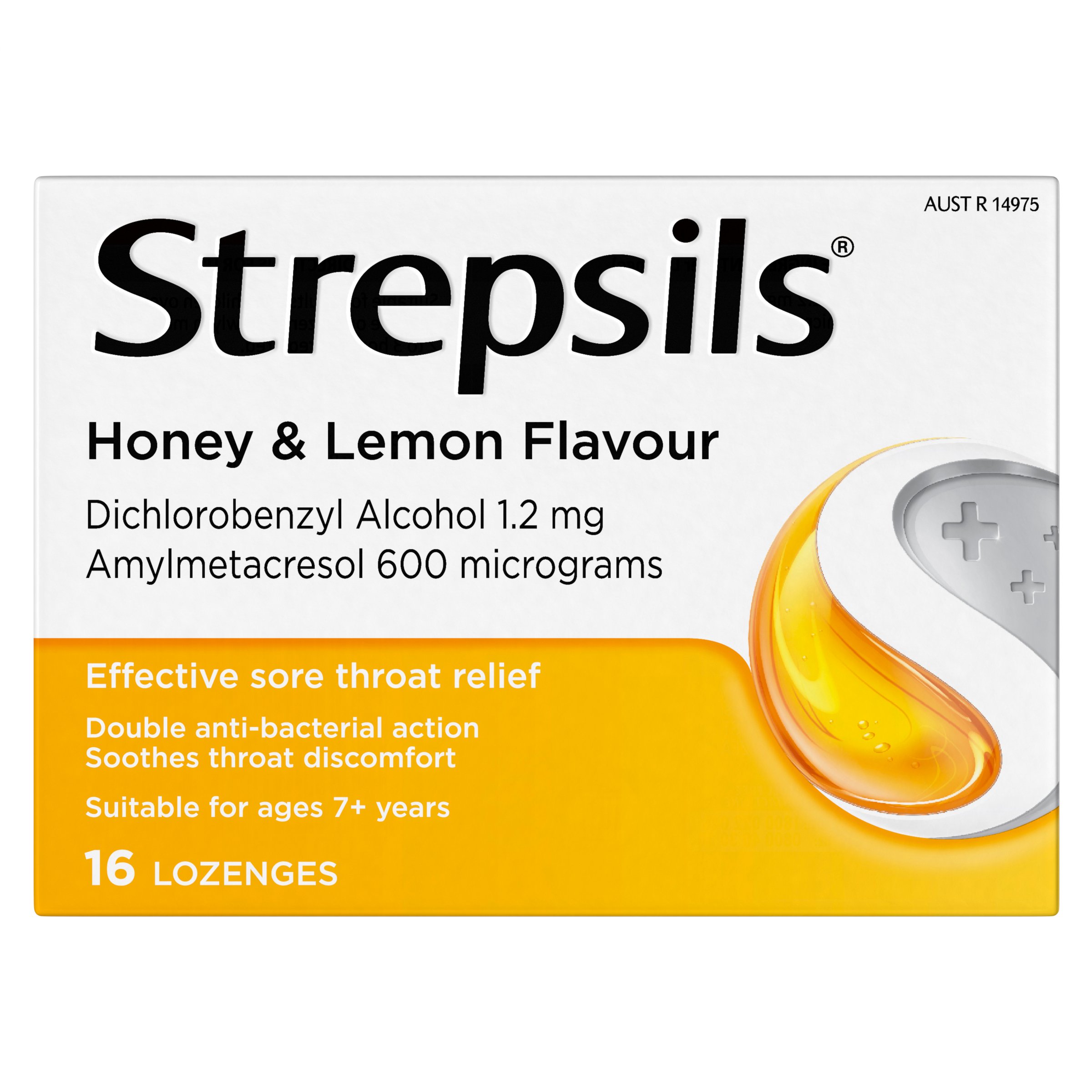 Strepsils Honey & Lemon Double Antibacterial Action 16 lozenges - Image 1