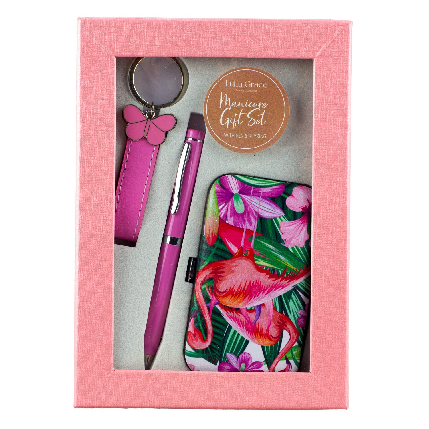 Lulu Grace Manicure Gift Set With Pen & Key Ring Flamingo 1 each