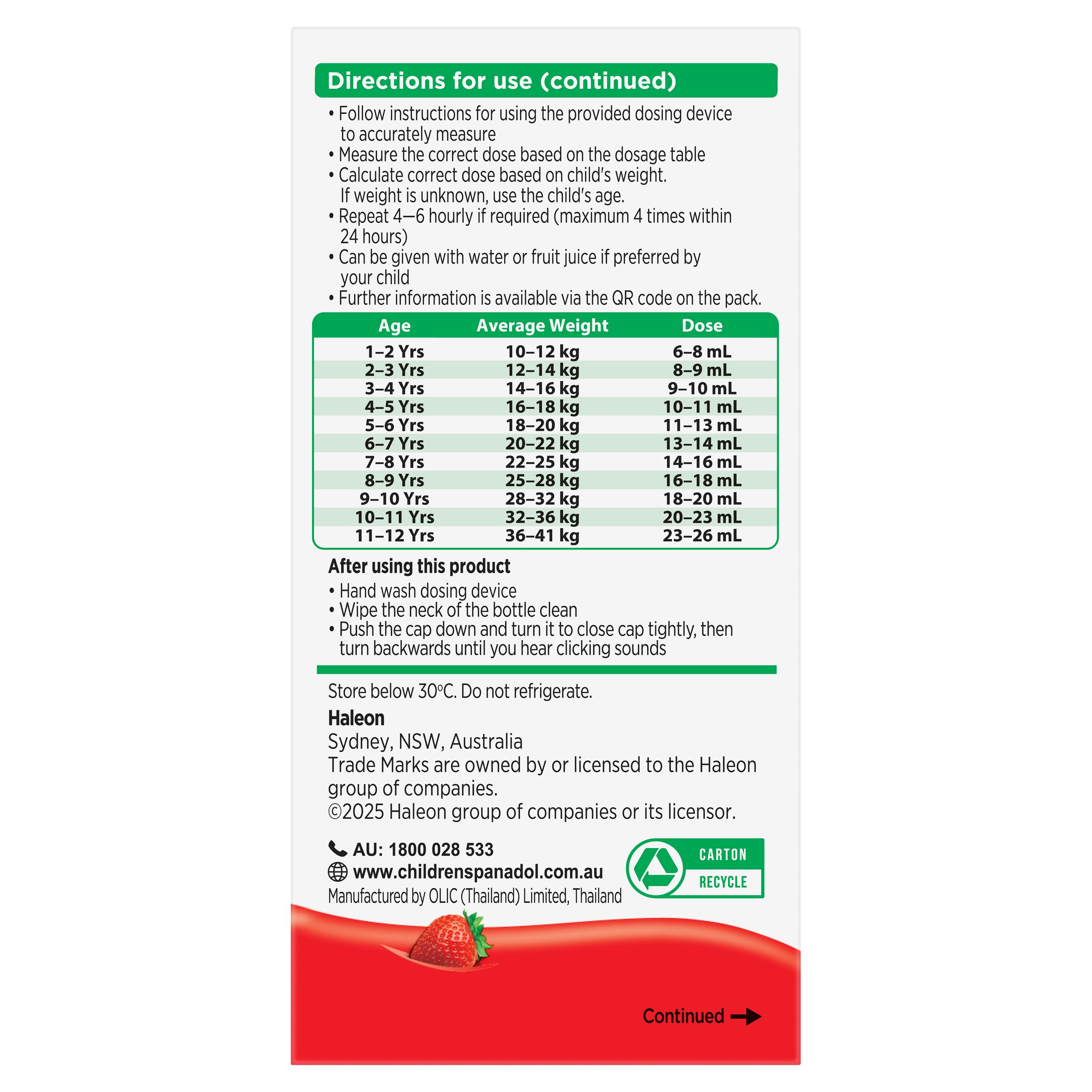 Panadol Children 1-5 Years Colourfree Suspension Strawberry Flavour 100ml - Image 2
