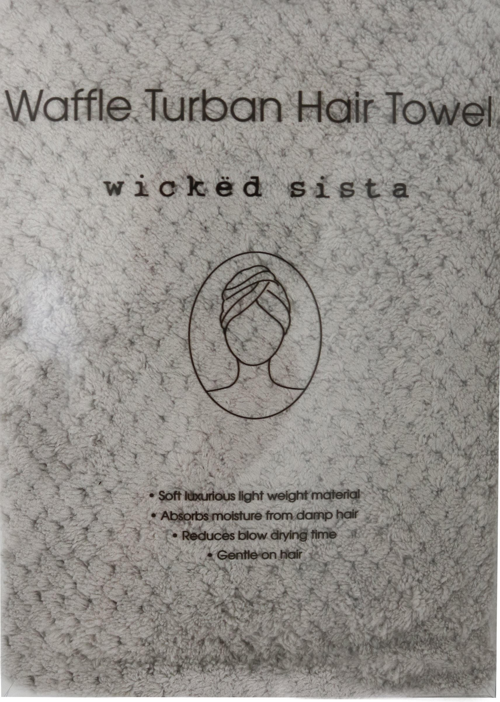 Wicked Sista Waffle Turban Hair Towel Light Grey 1 each - Image 1