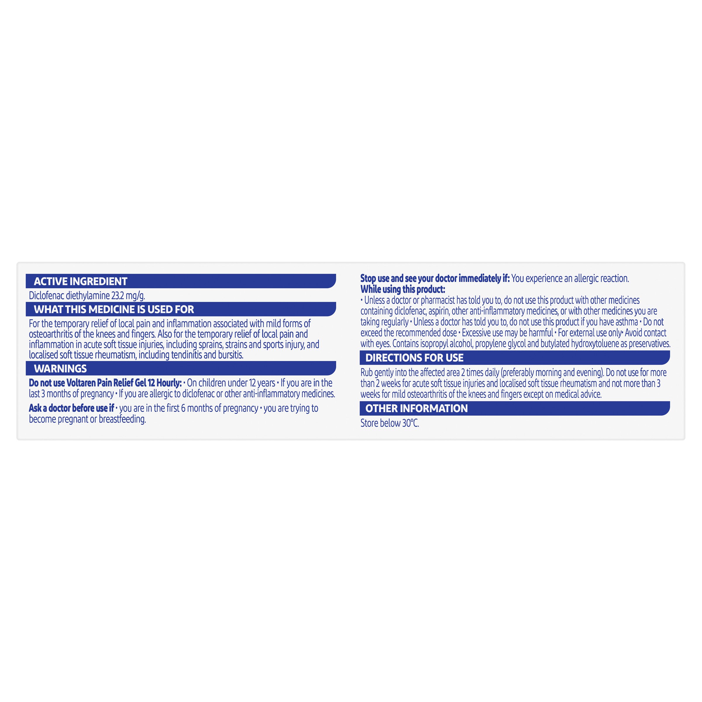 Voltaren Pain Relief Gel 12 Hourly 30g - Image 2