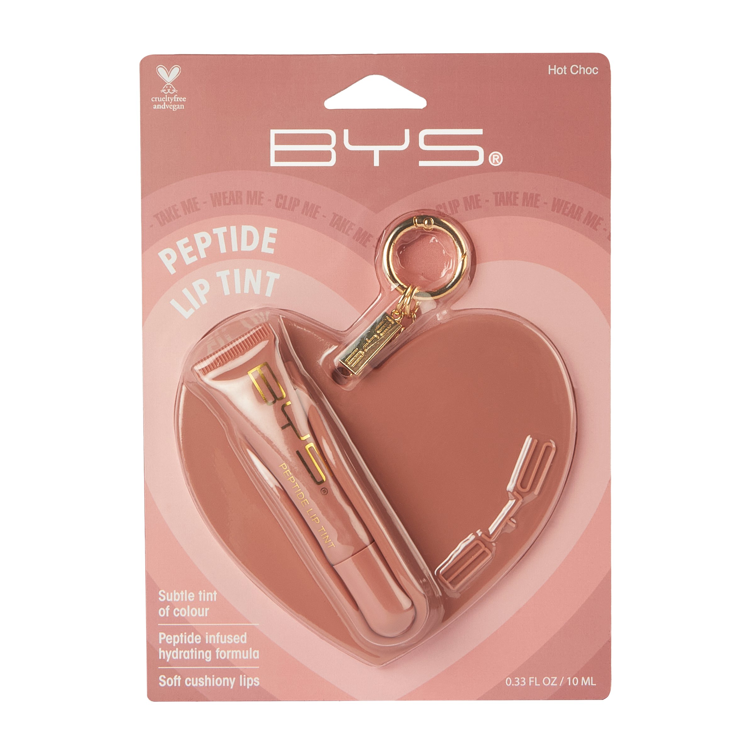 BYS Peptide Lip Tint With Heart Bag Charm Hot Choc 1 each