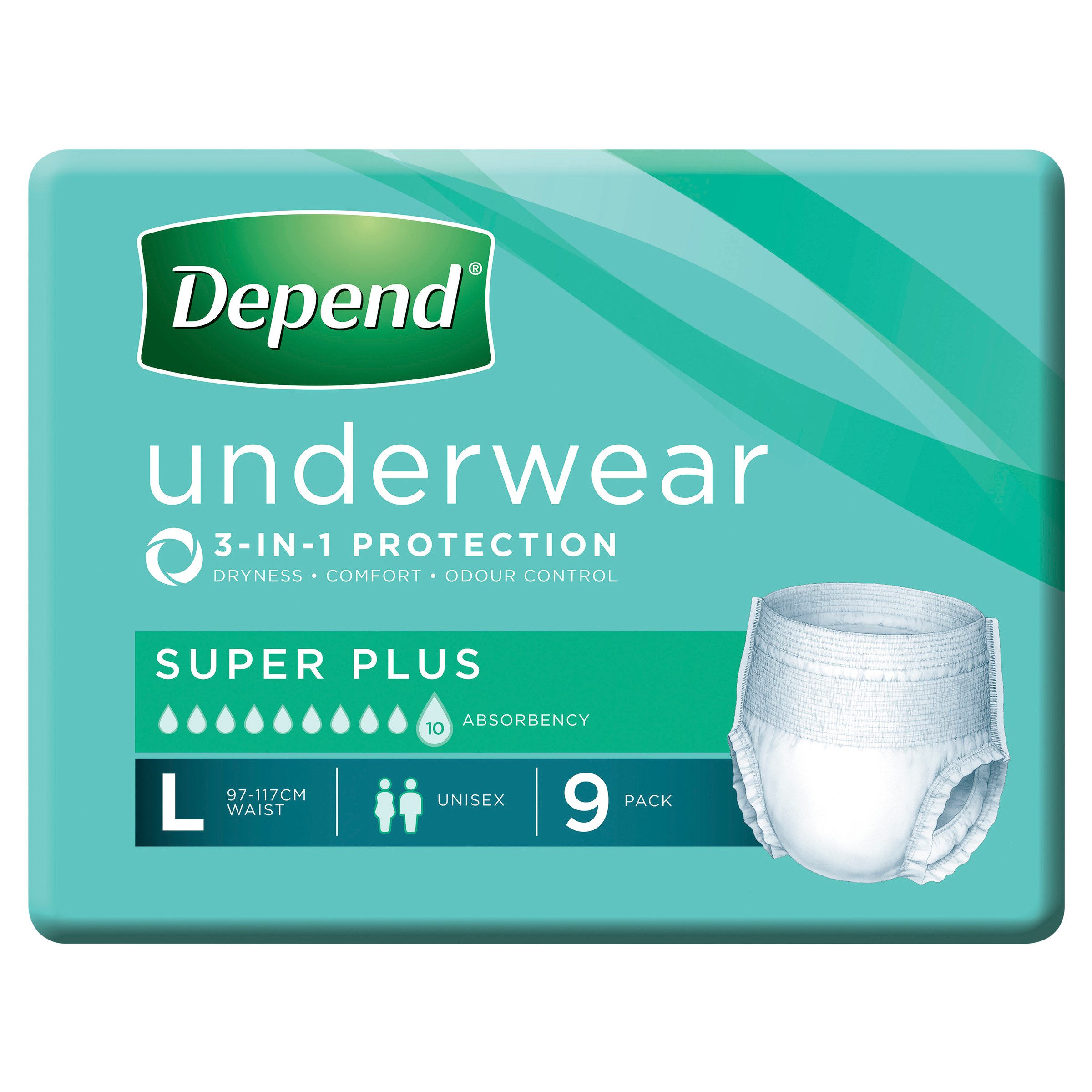 Depend Underwear Super Plus Large 9 pack - Image 1