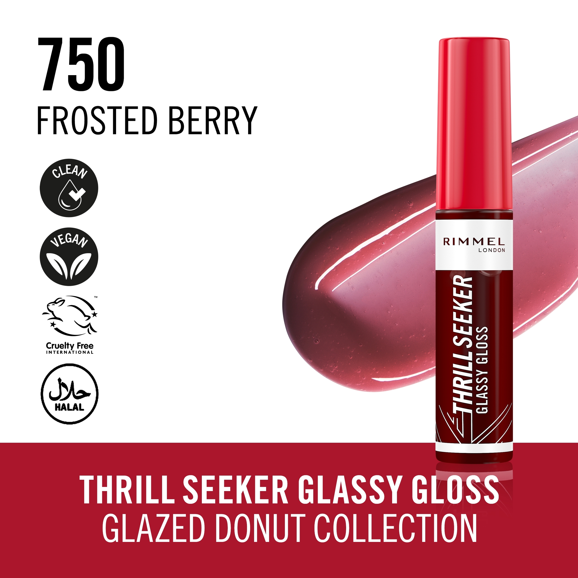 Rimmel Thrill Seeker Glassy Gloss Lipgloss Frosted Berry 750 - 10ml - Image 5