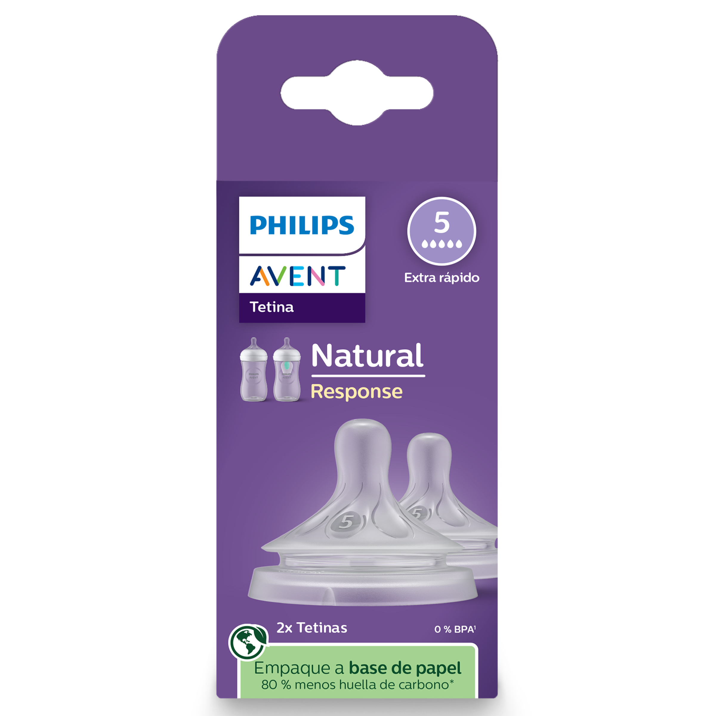 Avent Natural Response Teats 6 Month+ Flow 5 - 2 packs - Image 1