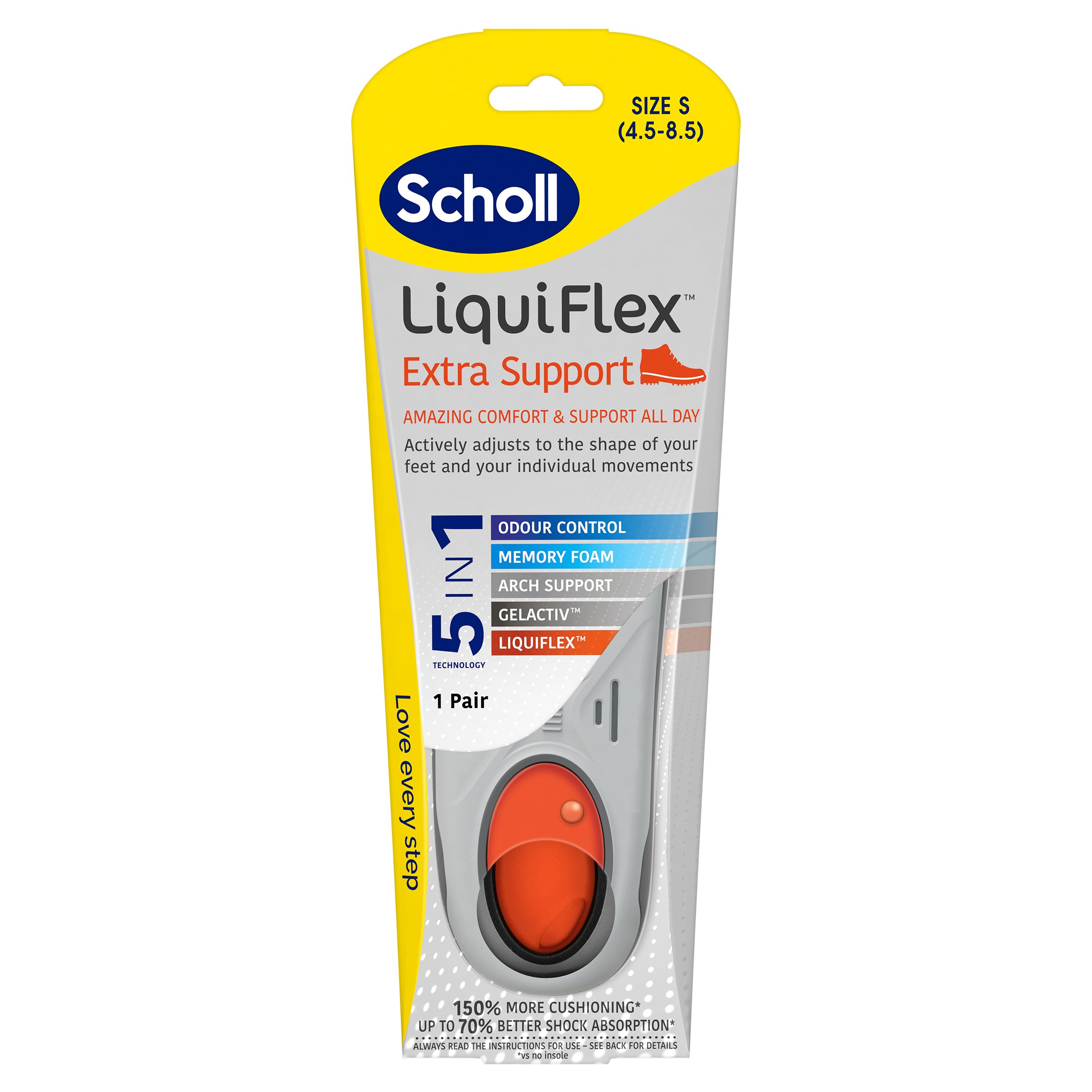 Scholl Liquiflex Extra Support Insole Small 1 pair - Image 1
