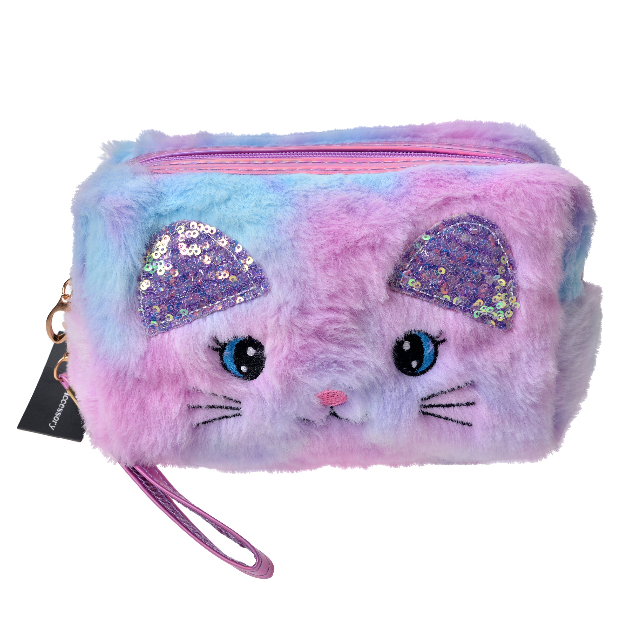 GFA Cosmetic Bag Furry Cat With Glitter Ears 1 each - Image 2