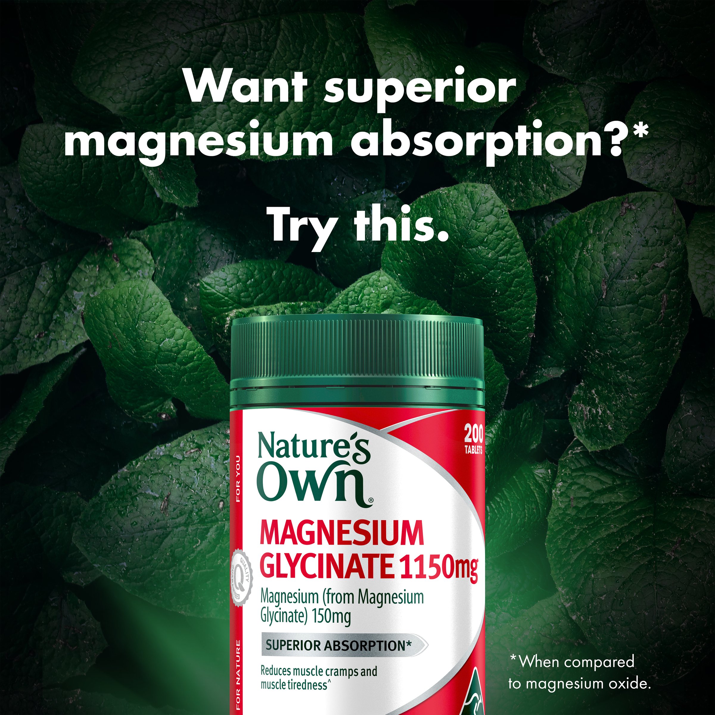 Nature's Own Magnesium Glycinate 1150mg - 200 tablets - Image 6