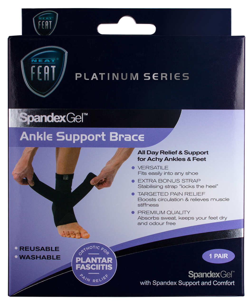 Neat Feat Spandex Gel Ankle Support Brace Large 1 each