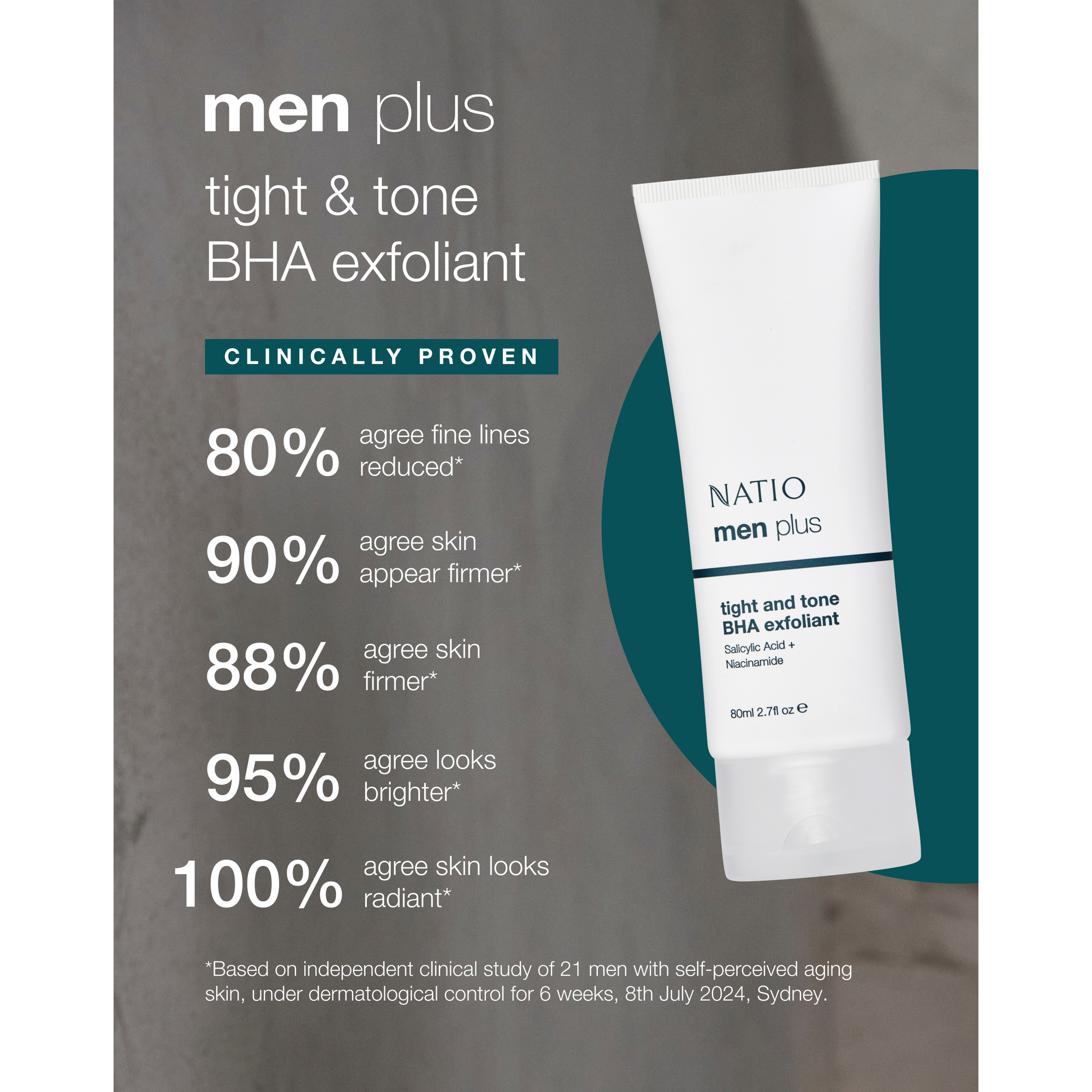 Natio Men Plus Tight And Tone BHA Exfoliator 80ml - Image 4