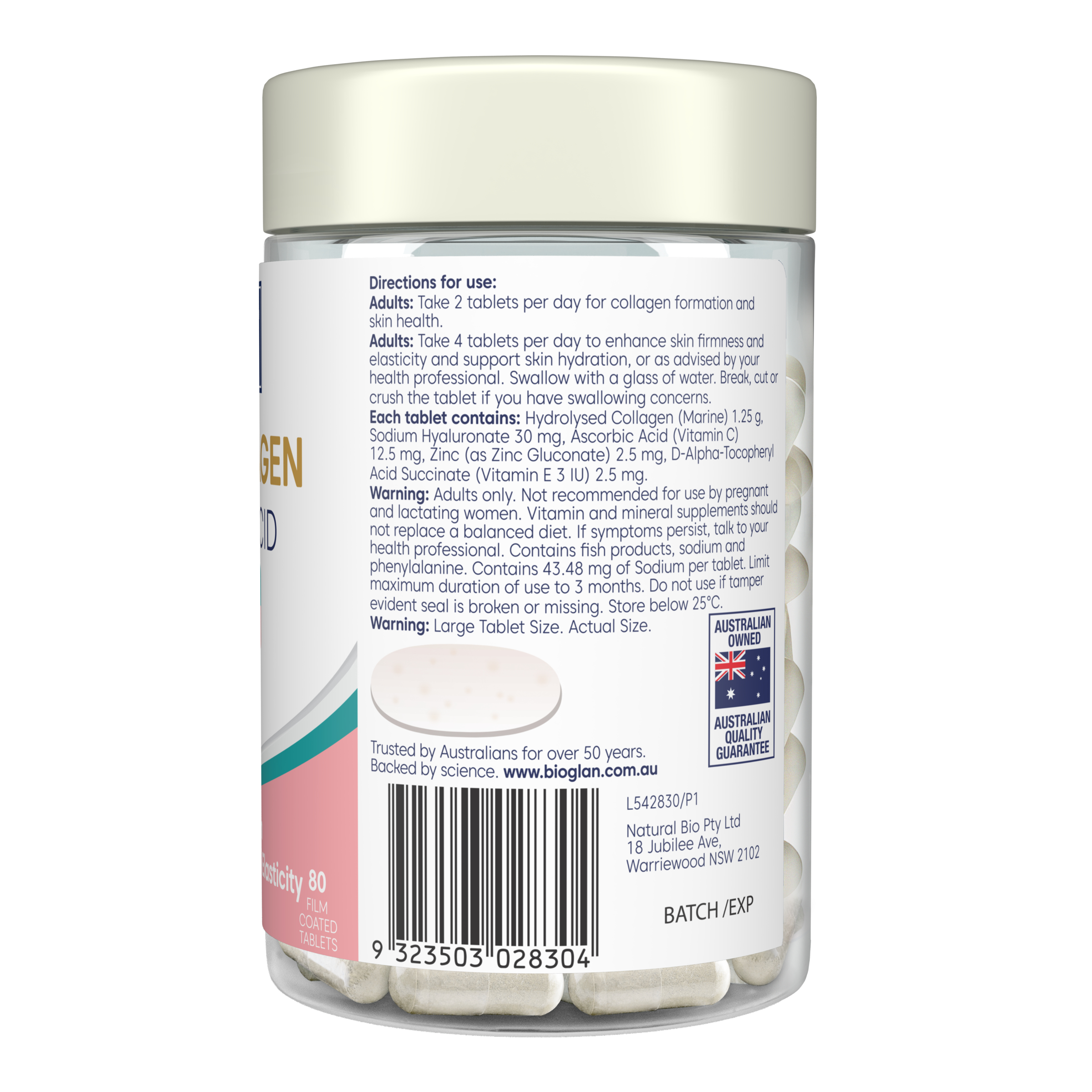 Bioglan Marine Collagen+Ha 80 tablets - Image 2