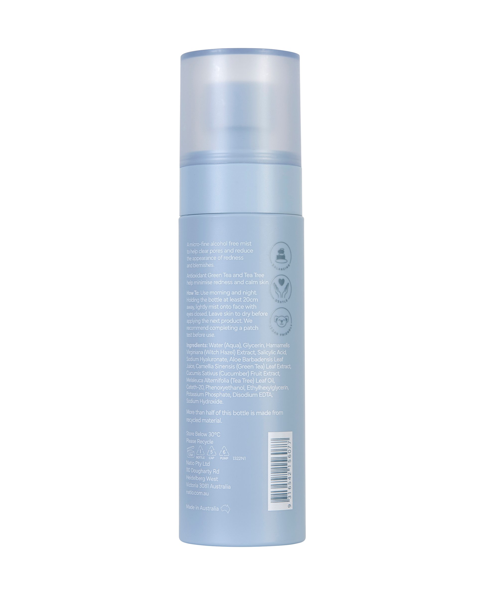 Natio Clear Breakout Control Toning Mist 125ml - Image 2