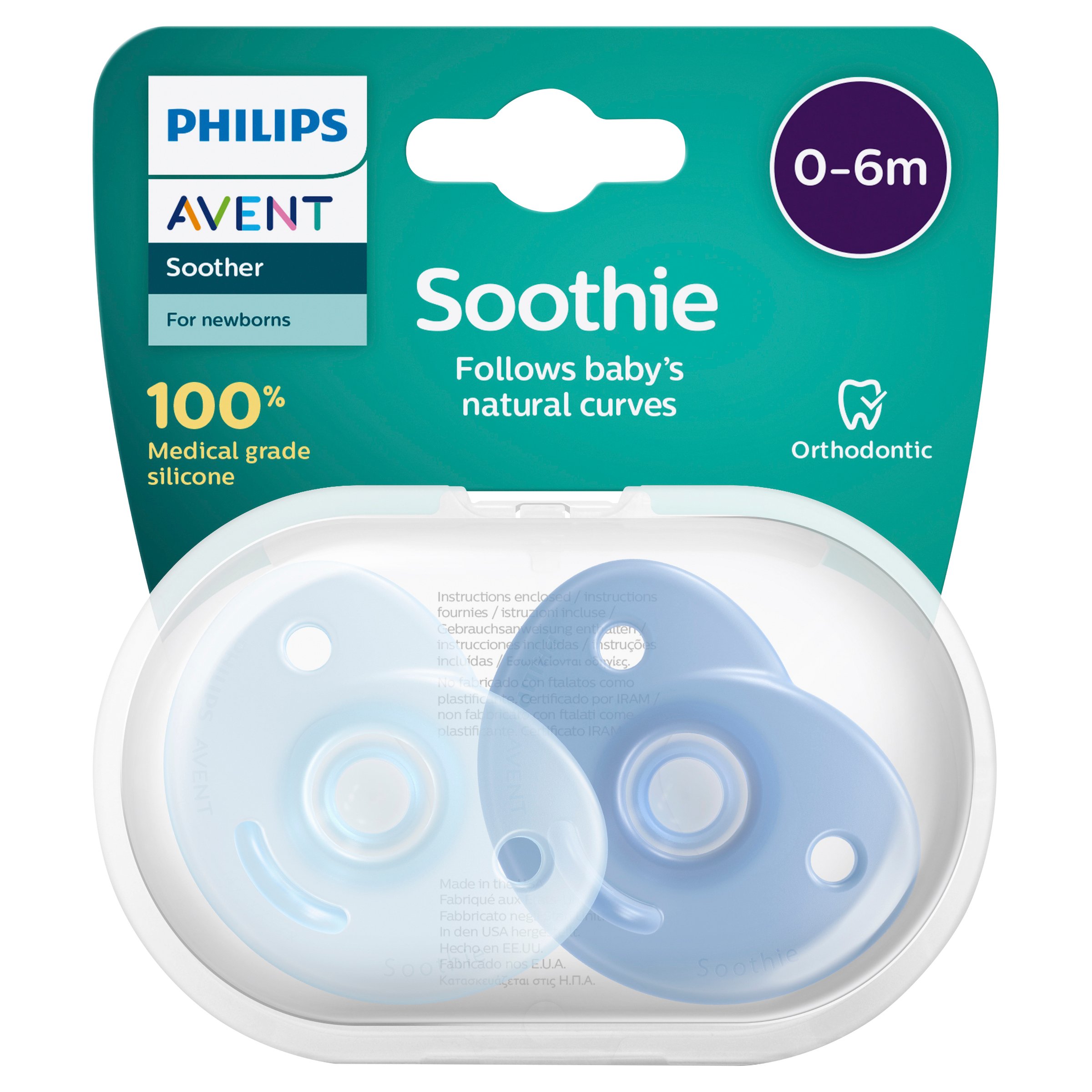 Avent Soothie 0-6 Months Blue 2 pack - Image 1