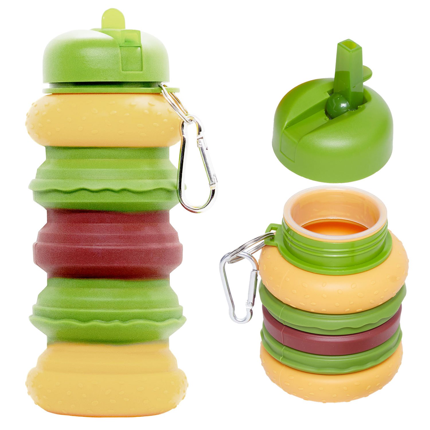 Novelty Gift Collapsible Bottle Burger Green 520ml - 1 each