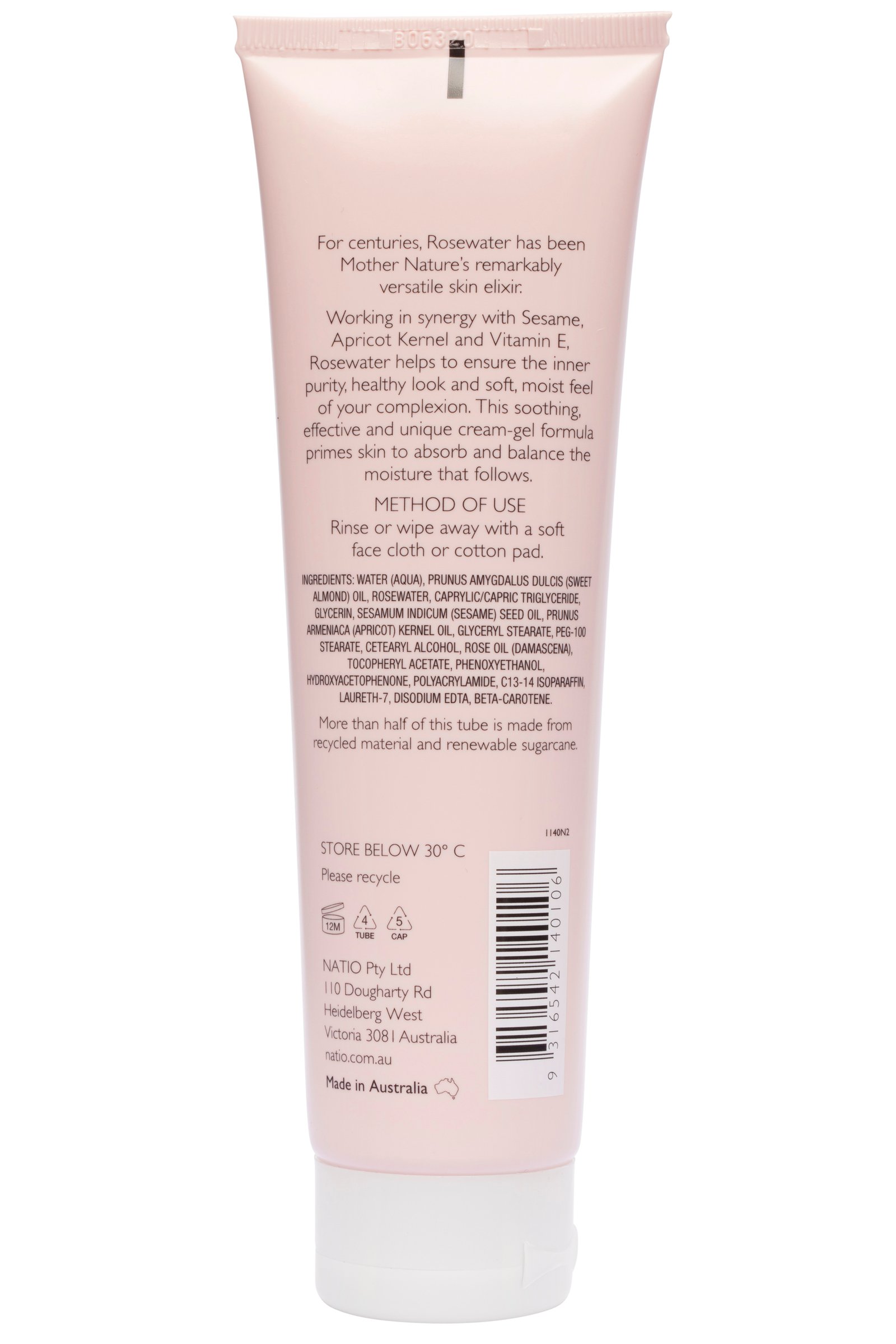 Natio Rosewater Hydartion Gentle Cream Gel Cleanser 100ml - Image 2