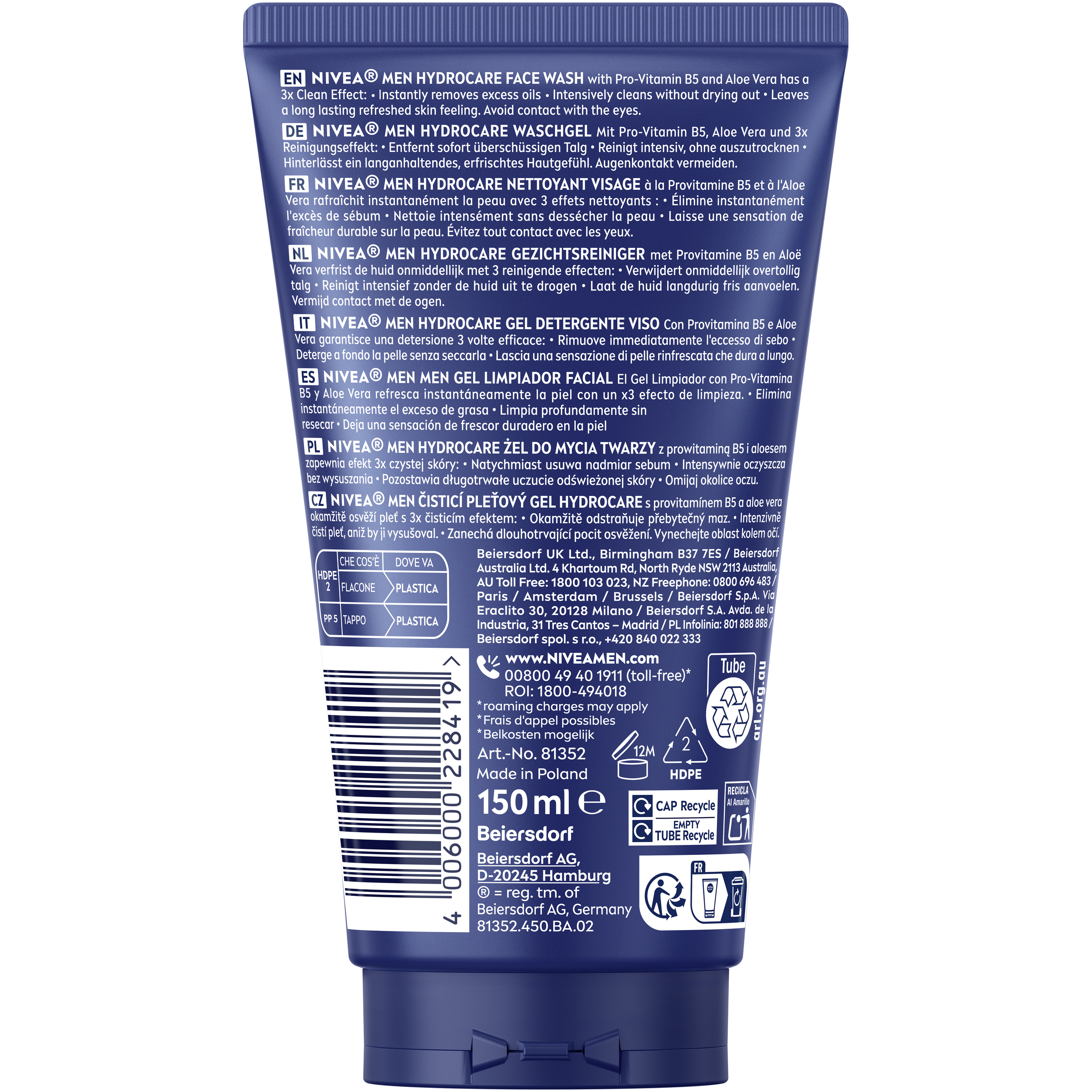 Nivea Men Hydrocare Wash Gel 150ml - Image 2