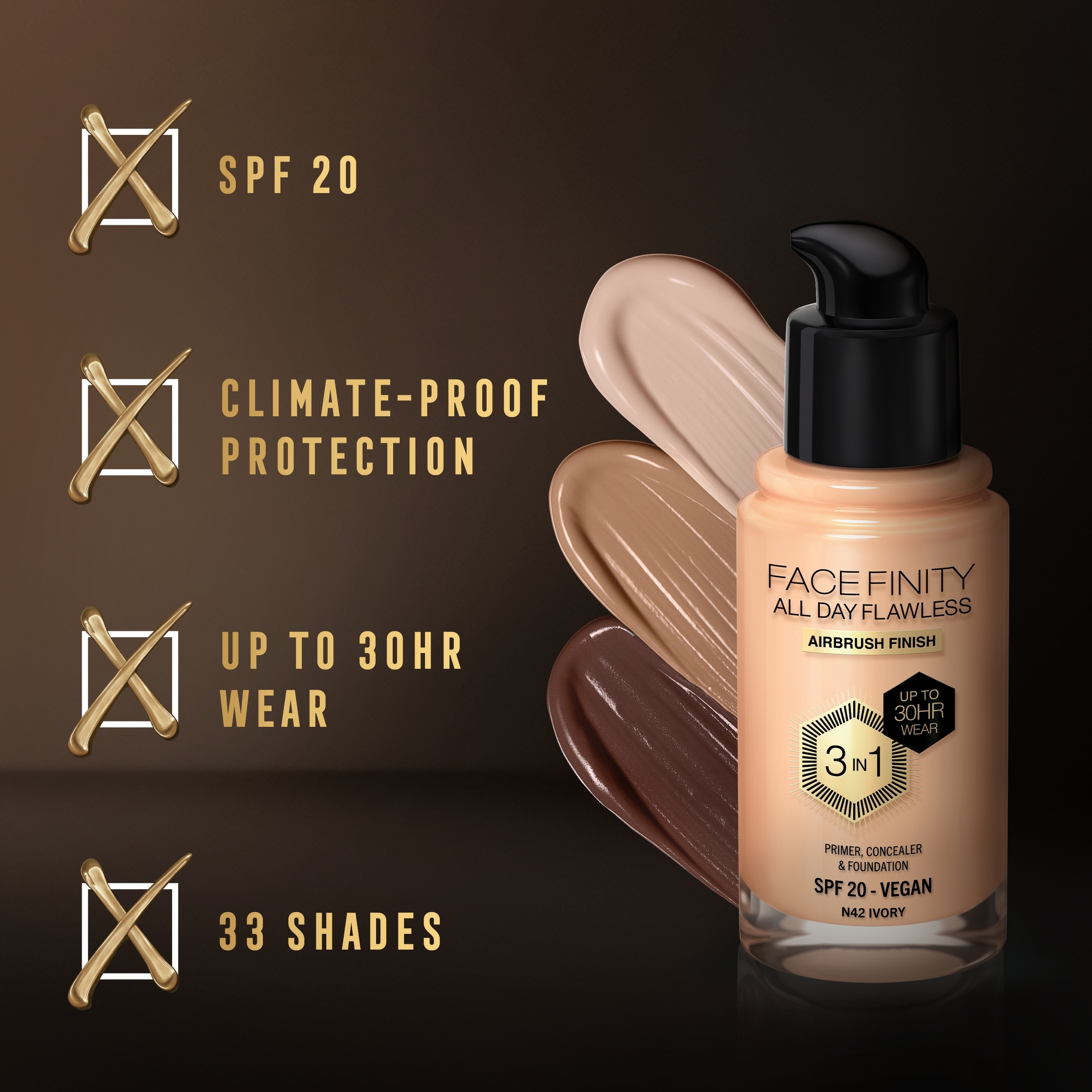 Max Factor Facefinity All Day Flawless D5 Free Foundation Ivory 42 - Image 4