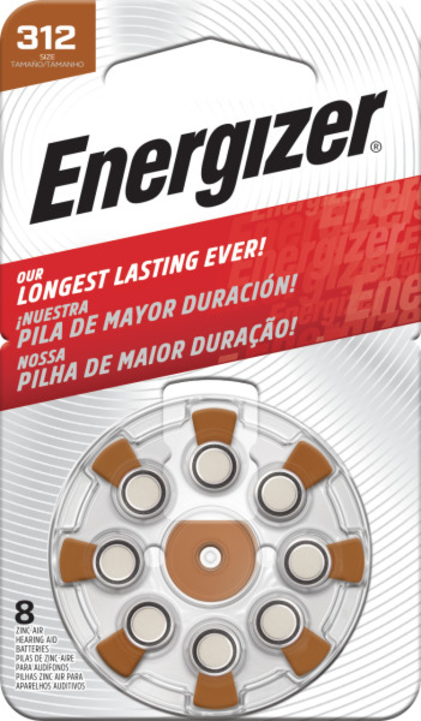 Energizer Hearing Aid Turn And Lock 312 - 8 pack