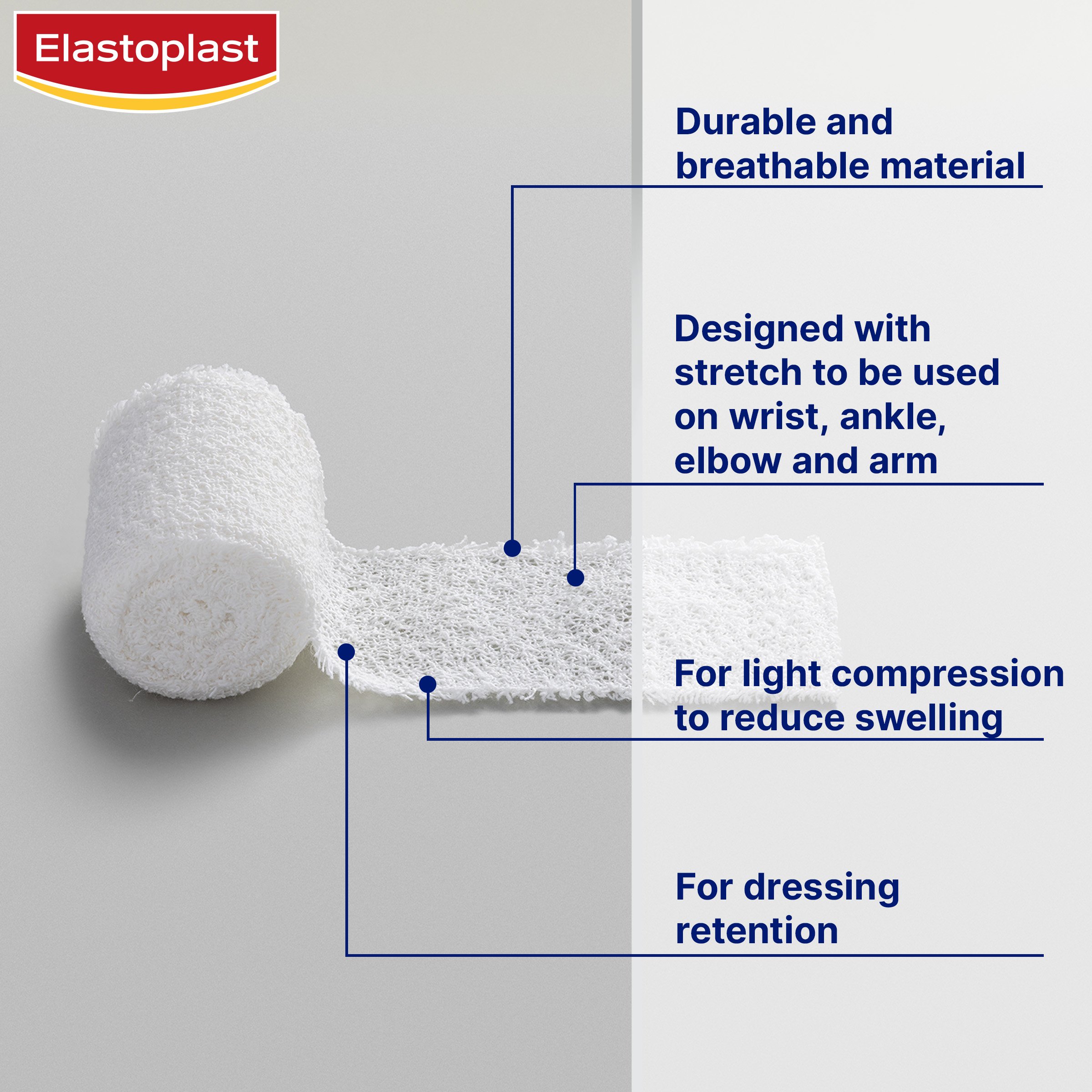 Elastoplast Crepe Bandage Medium Weight 5cm X 1.6m White - 1 roll - Image 7