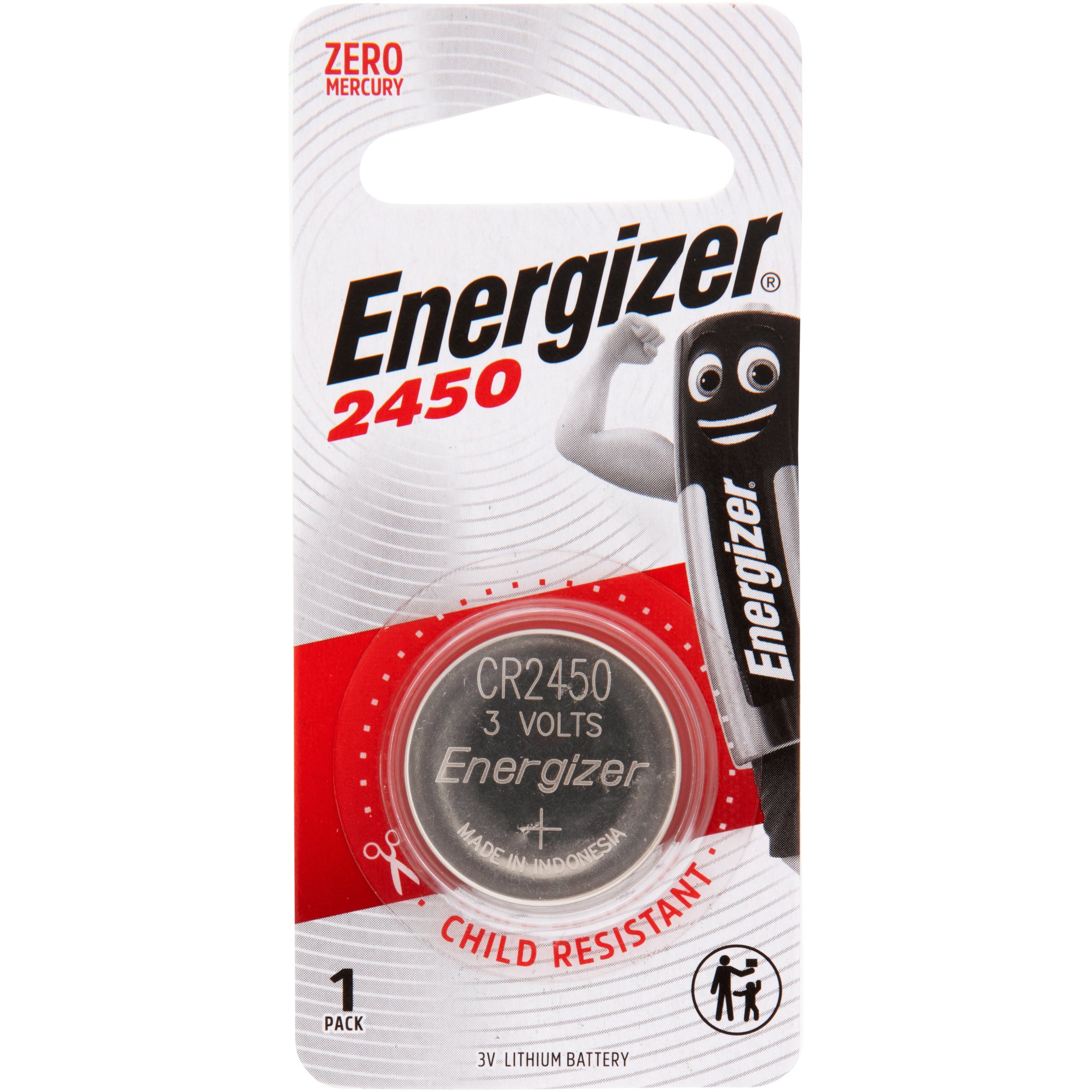 Energizer 3V 2450 Lithium Battery CR2450 - 1 each
