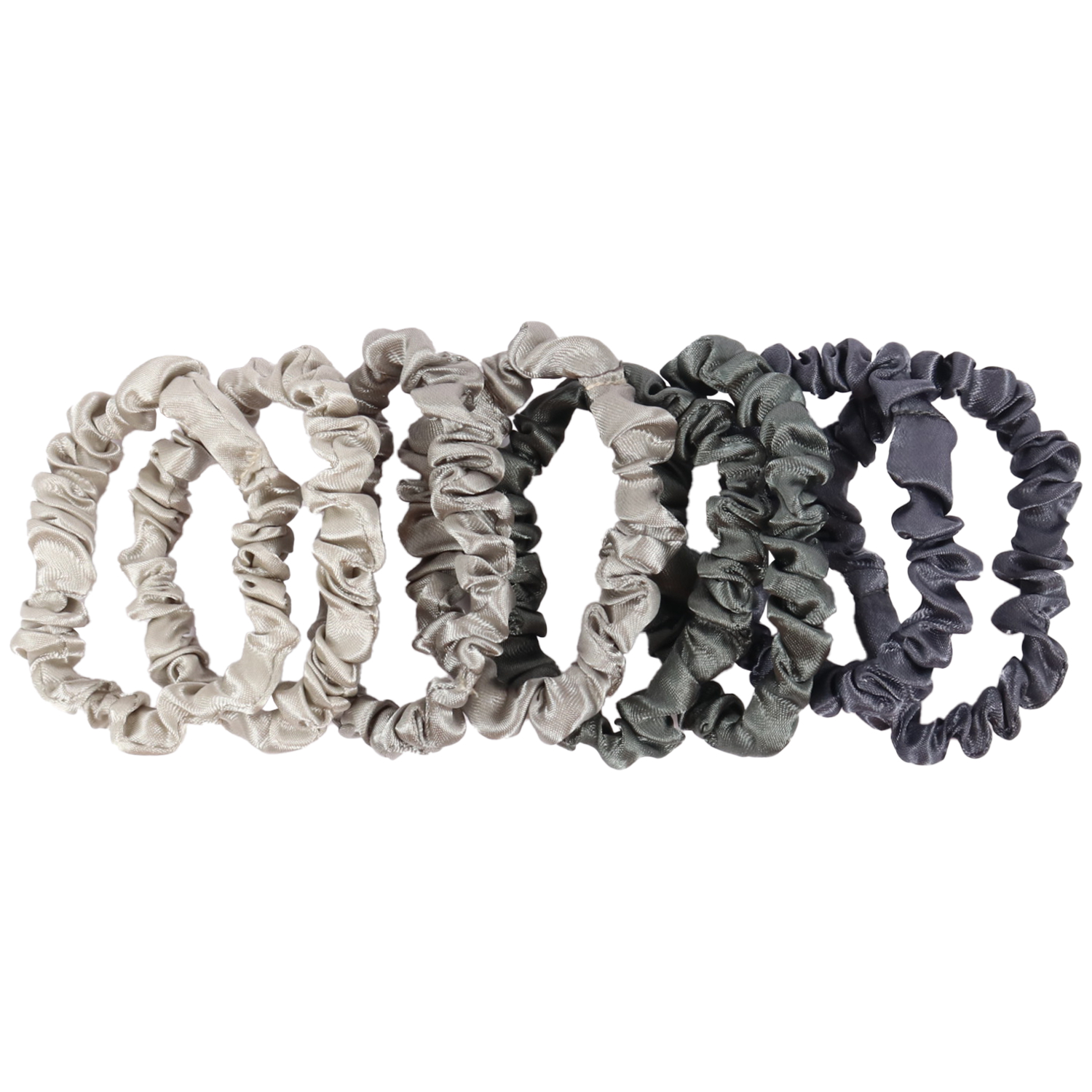 Wicked Sista Slim Satin Scrunchie Set Grey 8 piece - Image 2