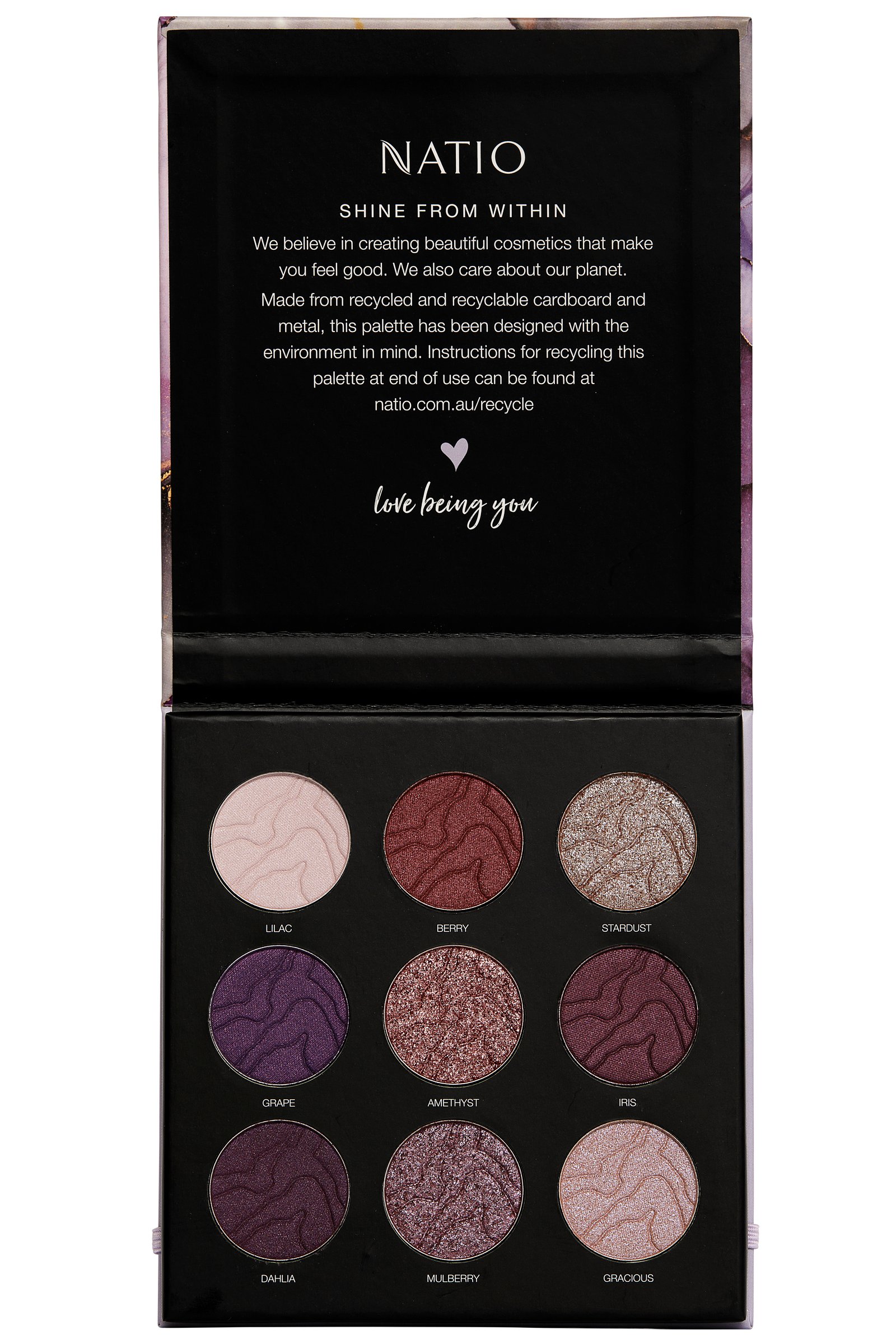 Natio Graceful Amethyst Mineral Eyeshadow Palette 9g - Image 4