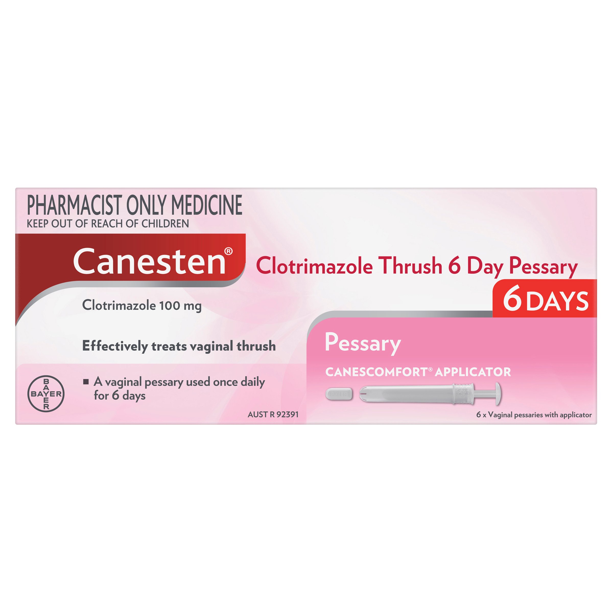 Canesten Vaginal 6 Day Pessary 100mg - 6 pessaries - Image 1