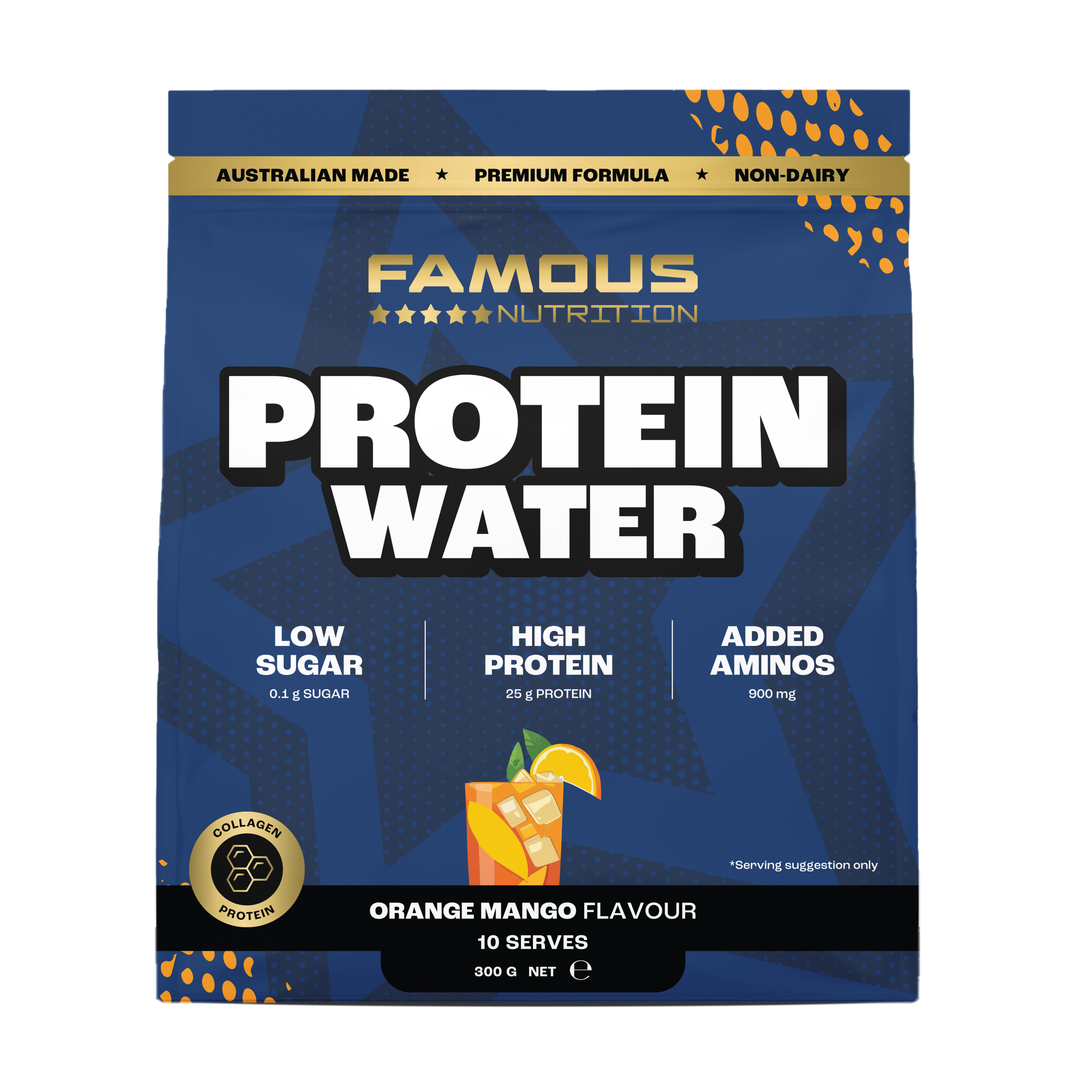 Famous Nutrition Protein Water Orange & Mango 300g - Image 1