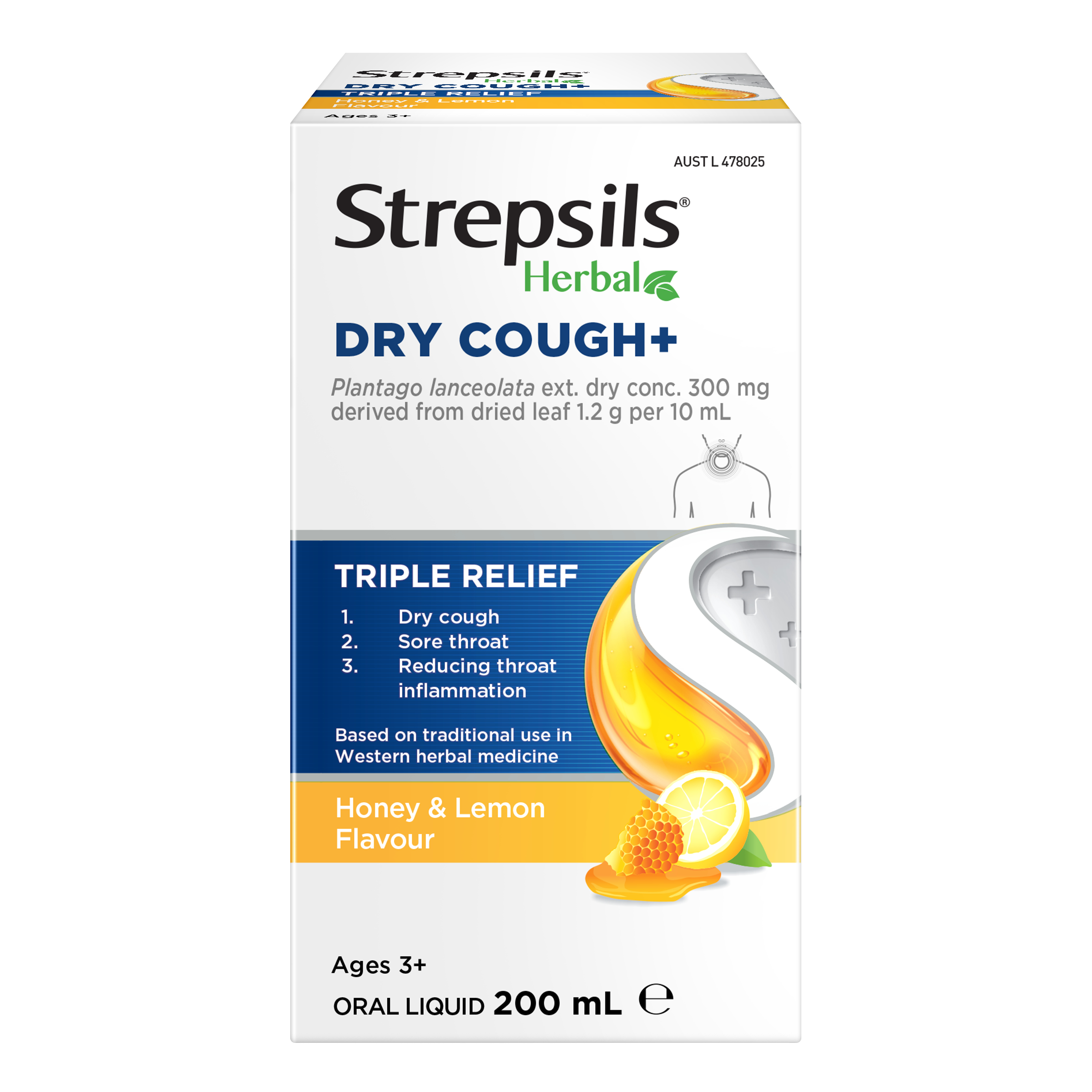 Strepsils Herbal Dry Cough+ Liquid 200ml - Image 1