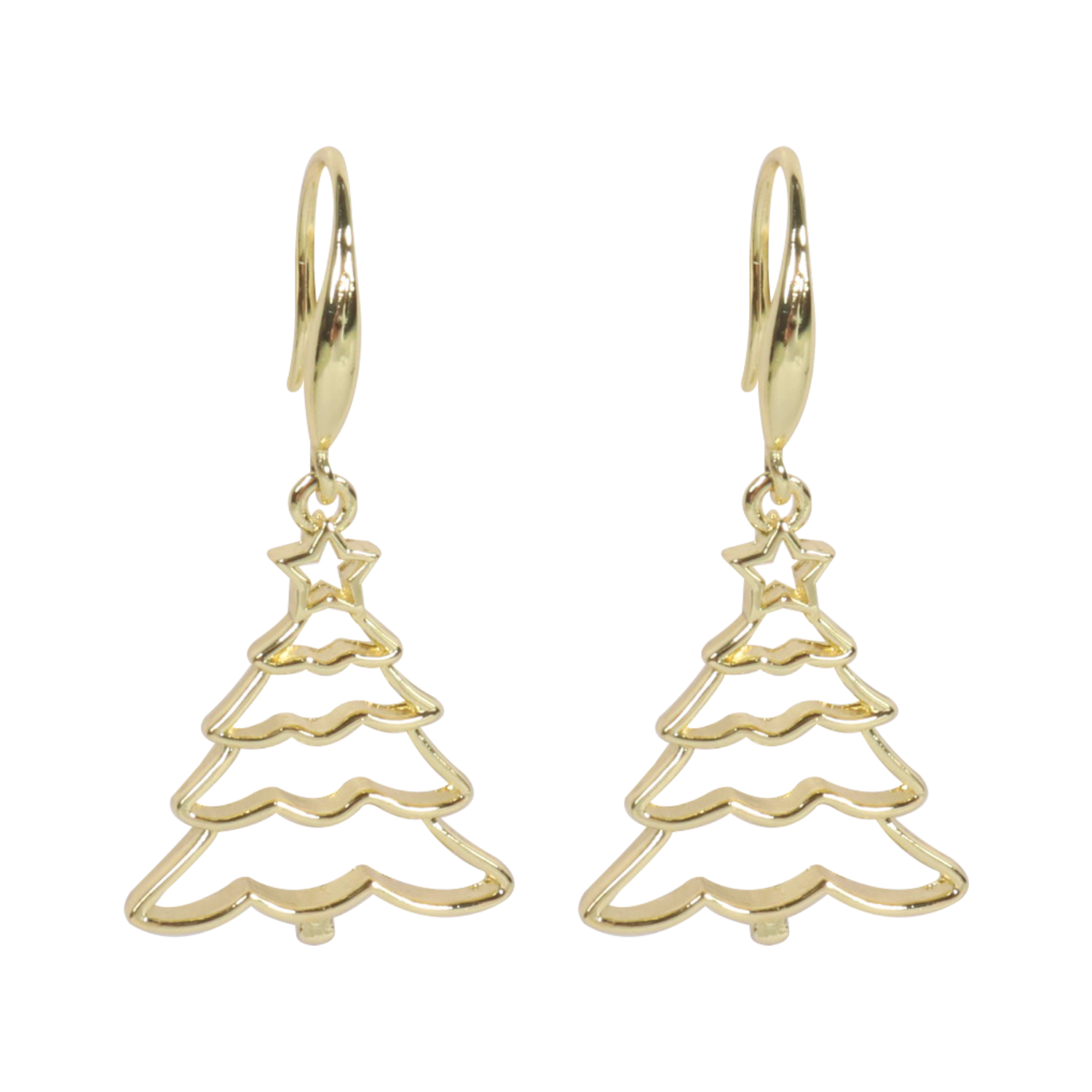 Wicked Sista Christmas Tree Hook Earrings Gold 1 each