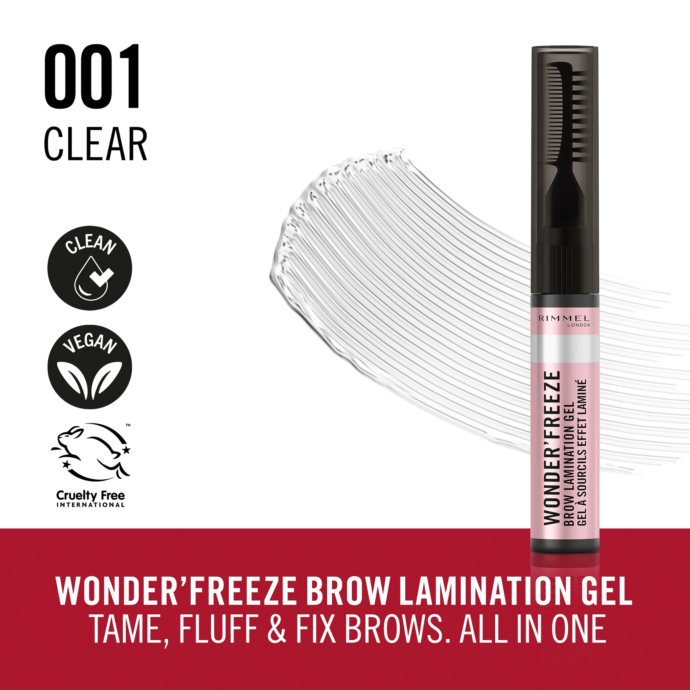 Rimmel Wonder'Freeze Brow Lamination Gel 001 Clear 6g - Image 3